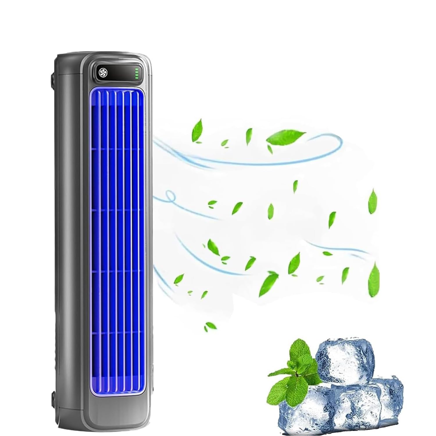 Migilife Cooling Ace Tragbare persönliche Klimaanlage, leiser Kühlventilator mit 3 Geschwindigkeiten, Wandbefestigung ohne Bohren, Turmventilator, Kühlventilator (Grau)