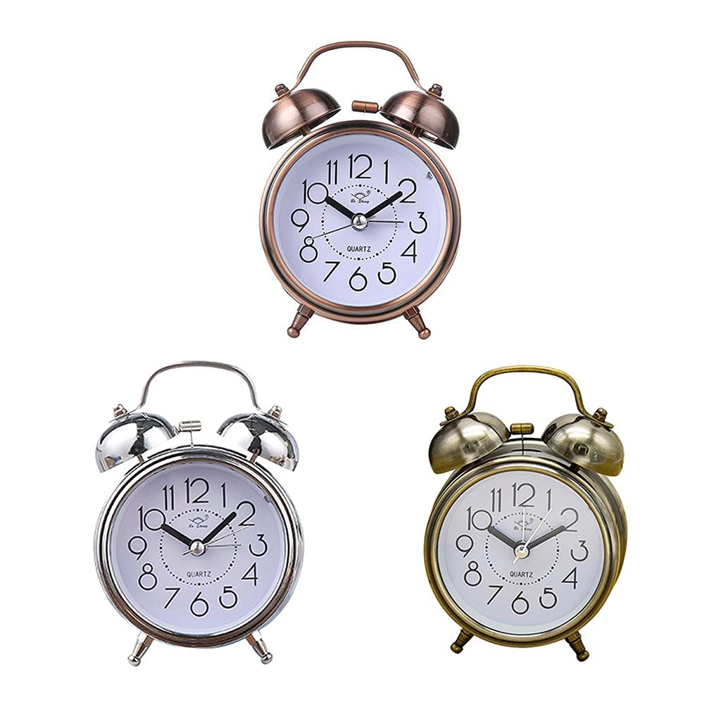 Sveglia Orologi A Puntatore Silenzioso Bell Night Light Suona Forte Con Luce Sul Comodino Home Decor(Blue,White)