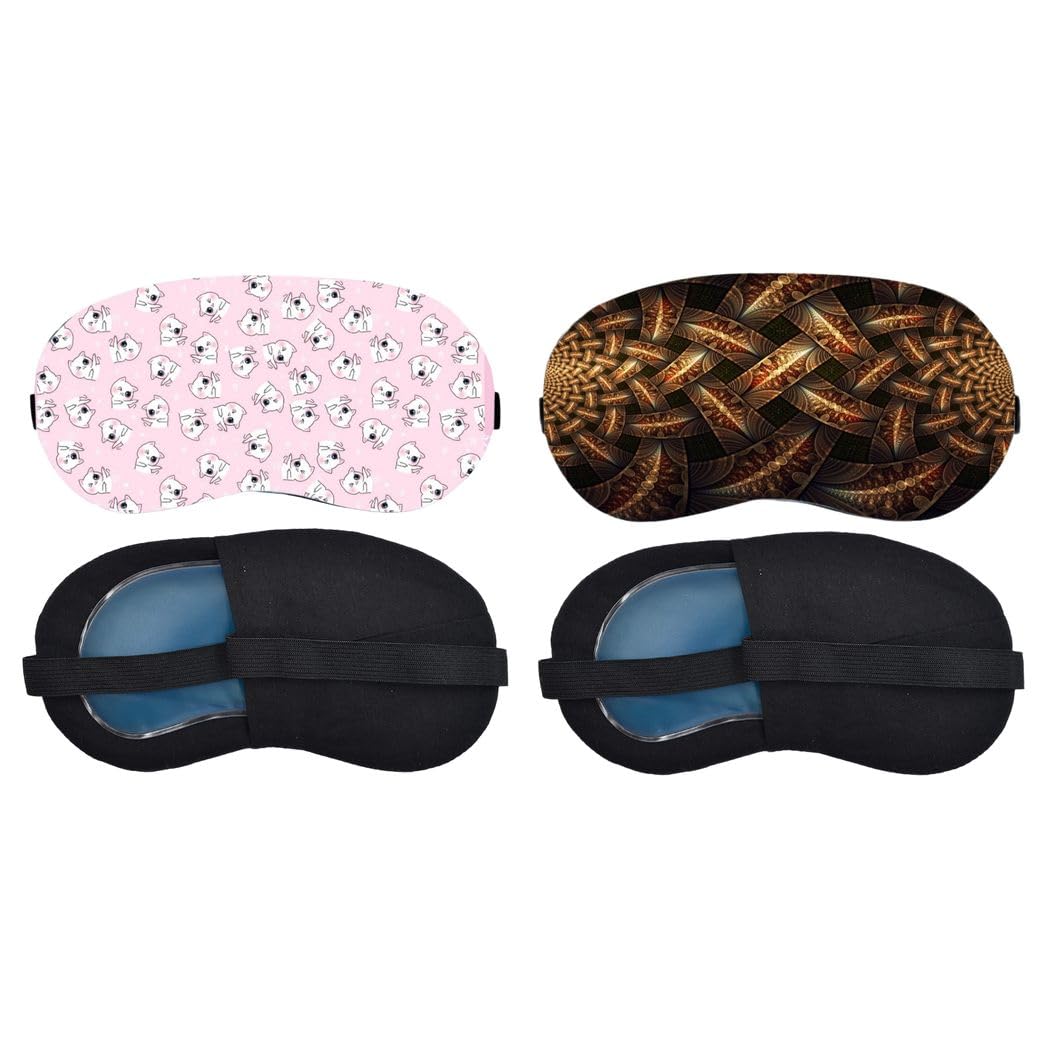 Aoxeria Pink Mini Unicorn Pattern, Bronze Geometric Weave Sleeping Mask Combo, Soft Comfortable Light-Blocking Eye Cover for Women, Men & Kids, Reusable Blindfold for Night Sleep, Nap (Pack of 2)-image-29