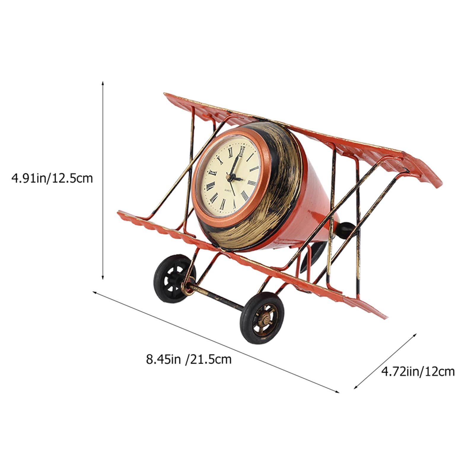 HOMSFOU Reloj De La Sala Reloj De Mesa Biplano Reloj De Mesa De Noche Relojes De Pared De Aviones Mini Reloj De Mesa Modelo De Reloj De Avión Despertador De Avion Manto De Chimenea Metal