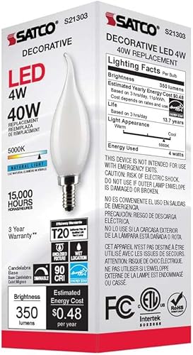 Miniatura 8 de Satco S21303 4CA10/LED/950/FR/120V/E12-paquete de 6