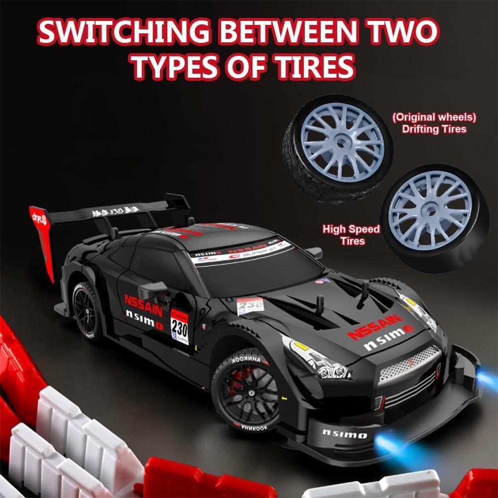 Masterworks RC Drift Car, 1:24 Mini 4WD Remote Control Drift Cars with Semi Proportional Throttle and LED Light, 30KM/H RC Racing - Image 4