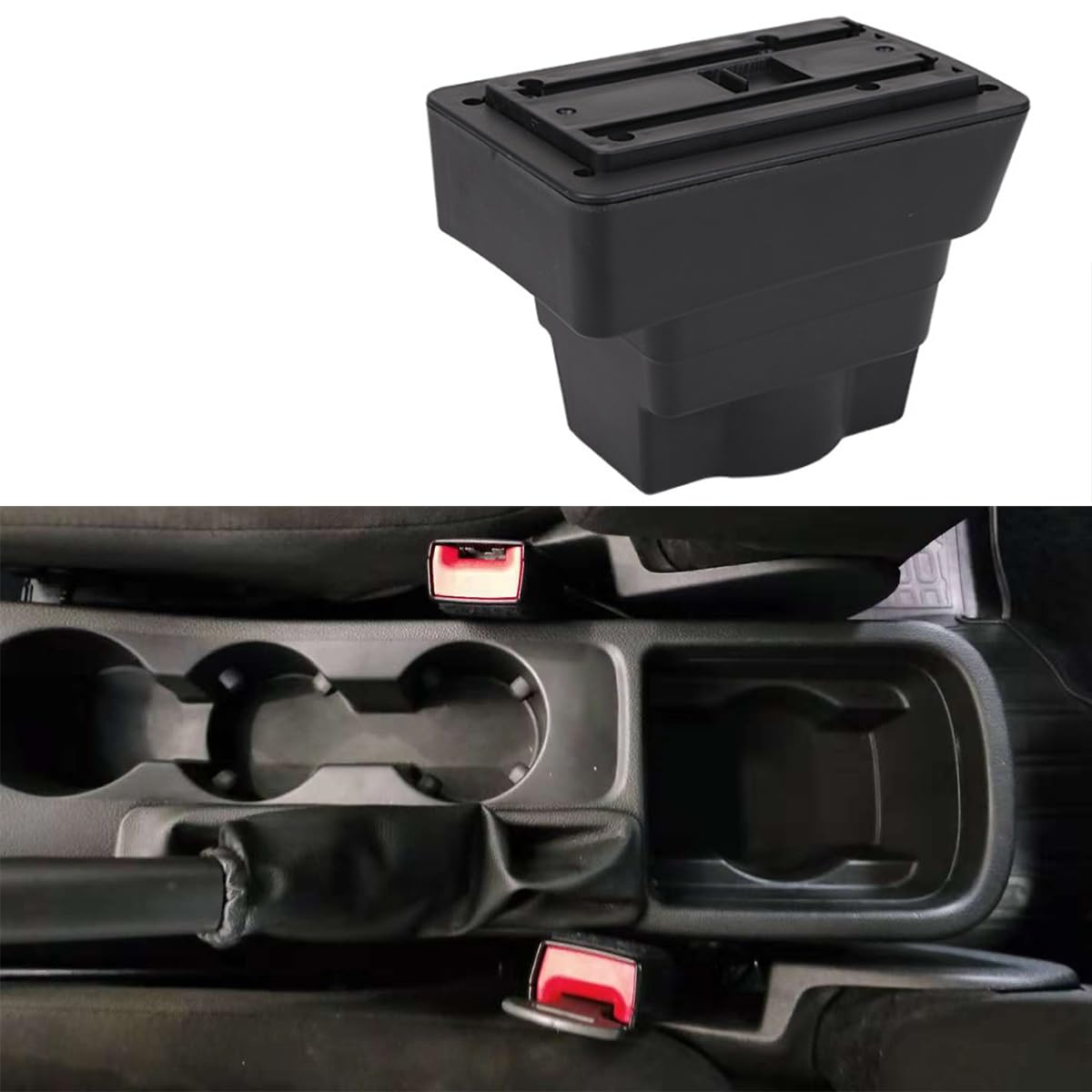 Armsteun Box Voor Astra J Center Console Opbergdoos met Bekerhouder Dubbellaags Armsteun Accessoires Zwart (Zwart met Rode Draad