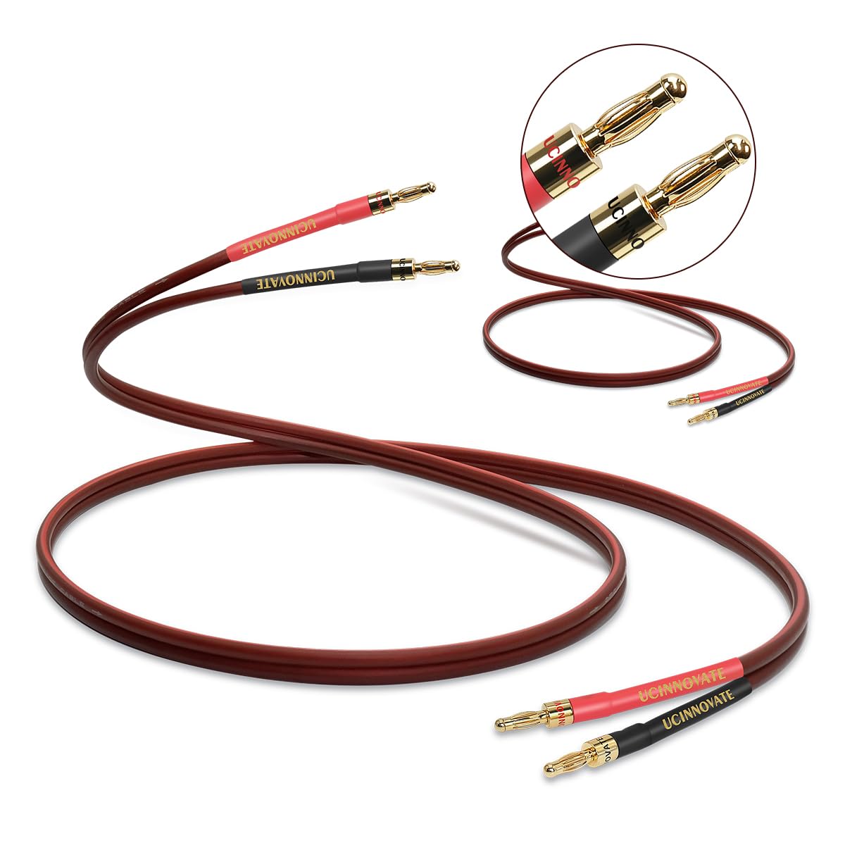 VVFLED 2 Pack High-end OFC Bi-wired Speaker Cable with Banana Plugs