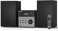 LONPOO Compact Micro Hi-Fi Stereo System: 30W CD Player, Bluetooth 5.3, FM Radio, USB/AUX, Remote Control for Home Audio
