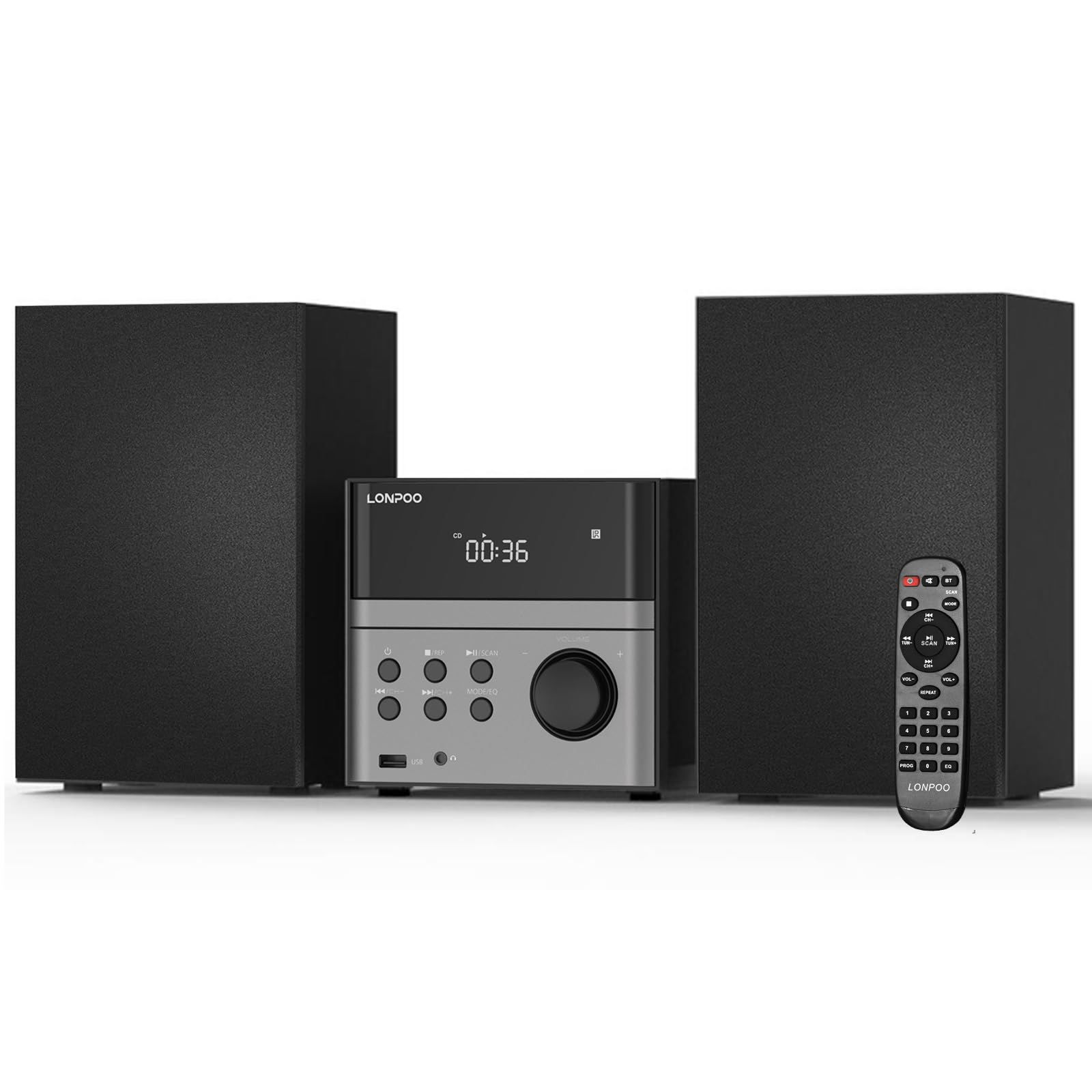 Photo 1 of Compact Micro Hi-Fi Stereo System with CD Player, Bluetooth, FM Radio, USB Playback, Aux-Input & Earphone Output, 30W Stereo Sound, Remote Control
