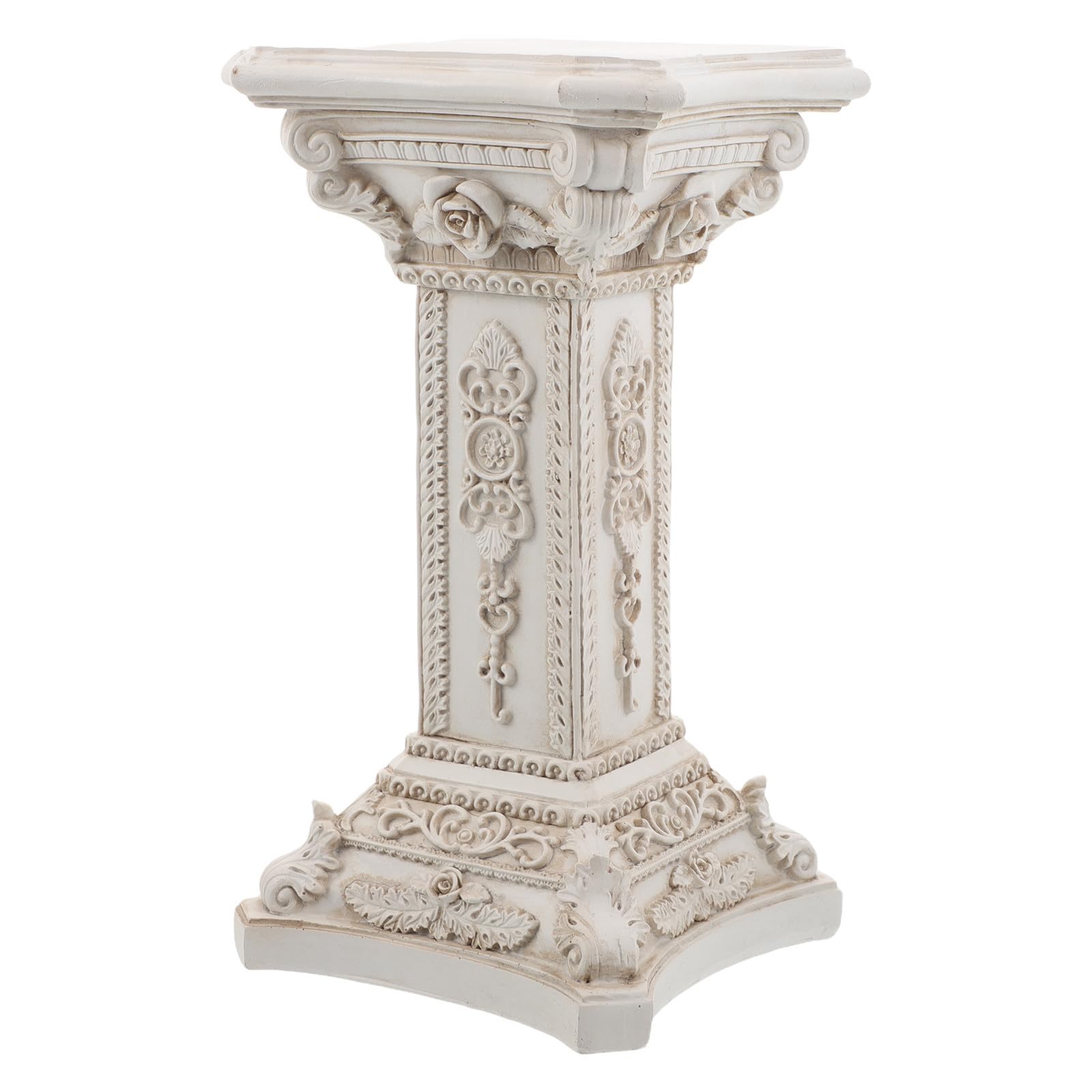 Columna romana resistente al clima en resina clara decorativa para exteriores clásicos