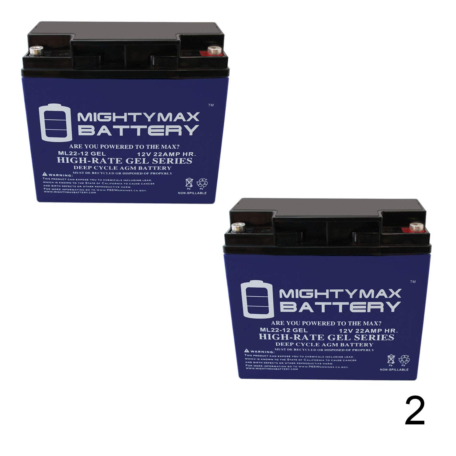 Mighty Max Battery12V 22AH GEL Replacement Battery for Golden Tech. LiteRider GP162 Scooter - 2 Pack