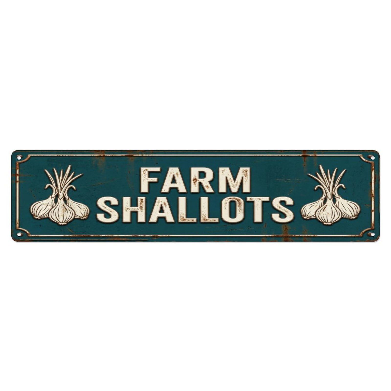 Metal Tin Sign FARM SHALLOTS Vintage Bulb Rustic Farmhouse