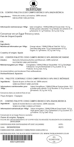 2.5 Kg Pata Negra Iberico Schinken ohne Knochen 100% natürlich - von in Dehesas aufgezogenen iberischen Schweinen aus Freilandhaltung - Jamon Iberico