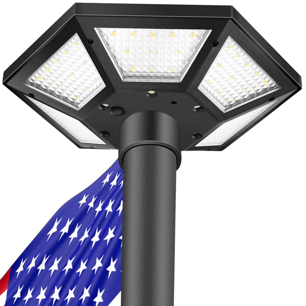 Flag Pole Light Solar Powered, Dusk to Dawn Solar Flagpole Light IP67 Waterproof Upgraded with Maximum Power Tracking Charging Technology for Bright Long Time Lighting, Black, SFPL-BL-2024