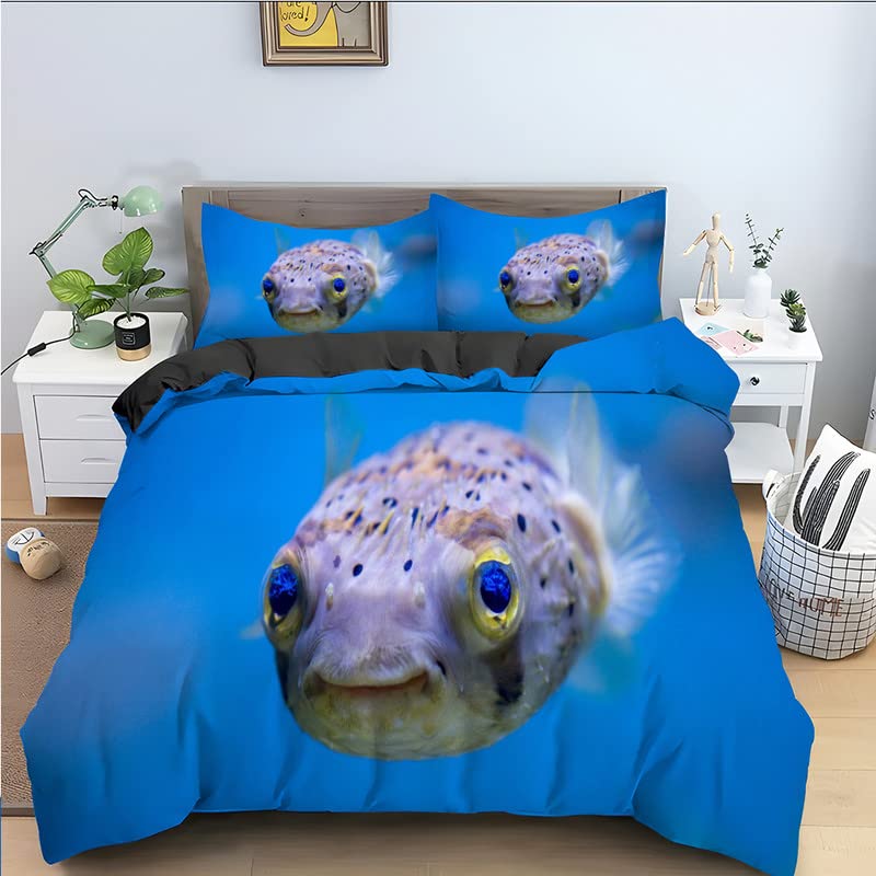 Housse de couette poisson bleu pour créer une ambiance marine relaxante dans la chambre