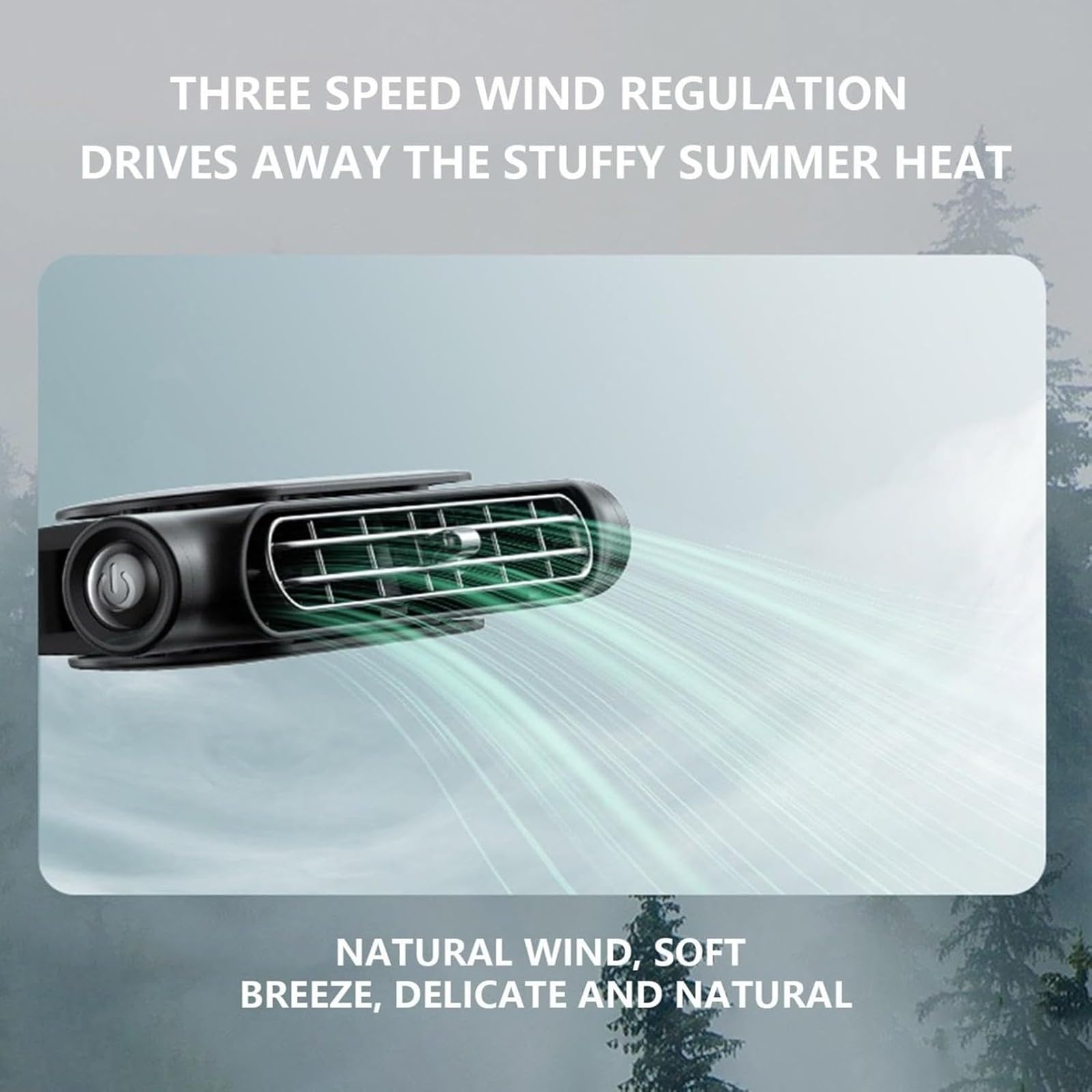 Universal Rear Seat Cooling Fan with Type-C USB Cable - 3-Speed Adjustable, Safe Gentle Airflow, Headrest Mount for Stable Use - Ideal for SUV, Truck Passengers, Pets & Family Travel (A)