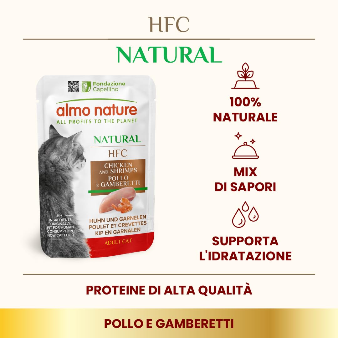 Almo Nature HFC Natural Zestaw 6 saszetek na mokrą karmę dla kotów i kurczaków