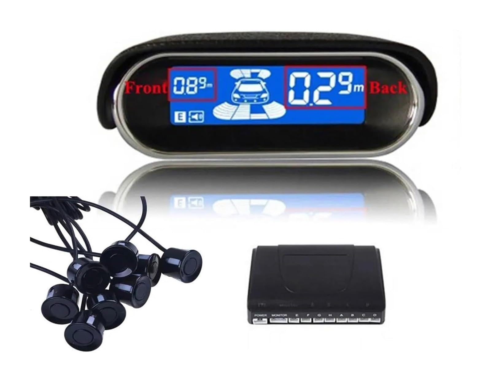 Aparcamiento Sistema Radar Sensores Aparcamiento Radar Marcha Atrás Coche 8 Unidades Resistente A Intemperie Vista Frontal Trasera Kit Monitor Pantalla LCD