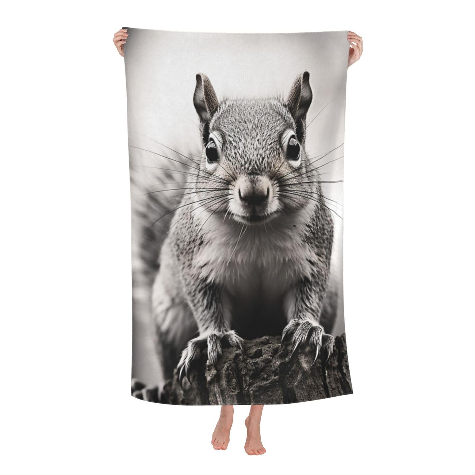 HLBSDM Light Gray Squirrel Beach Towel 52 x 32 in Vacation Essentials Quick Dry Sand Free Pool Swim Towel Super Absorbent Bath Towels Oversized Gym Towels Travel Blanket Gift
