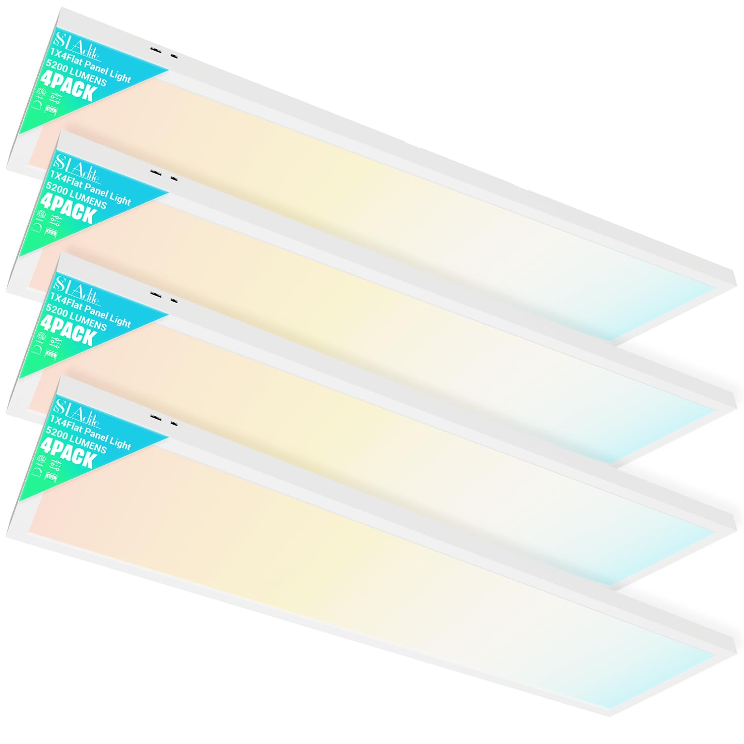 LED Panel LEDライト 1x4 Led Flat Panel Light, 4-Pack Surface Mount Ceiling Light, 24W