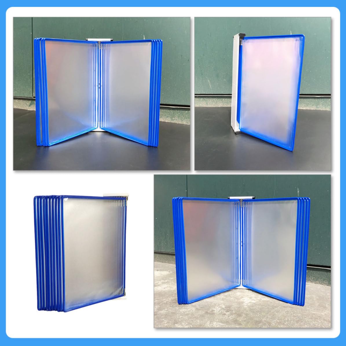 Organizzatore di Documenti da Parete in Metallo e Pvc Blu, Scaffale Verticale per File e Libri, per Uffici e Sale Riunioni, Porta Documenti Appeso Resistente
