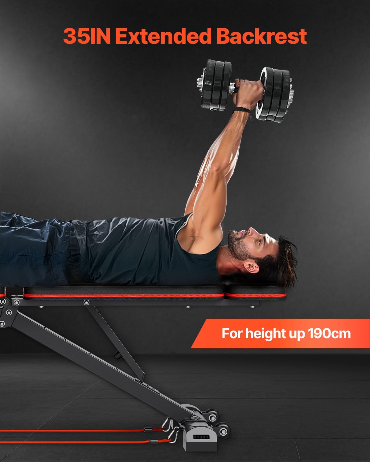 Weight Bench, 800lbs/660lbs Adjustable Weight Bench Press for Full Body Workout, Exercise Sit-up Bench for Home Gym Strength Training, Multiple Functions, Fast Adjustment