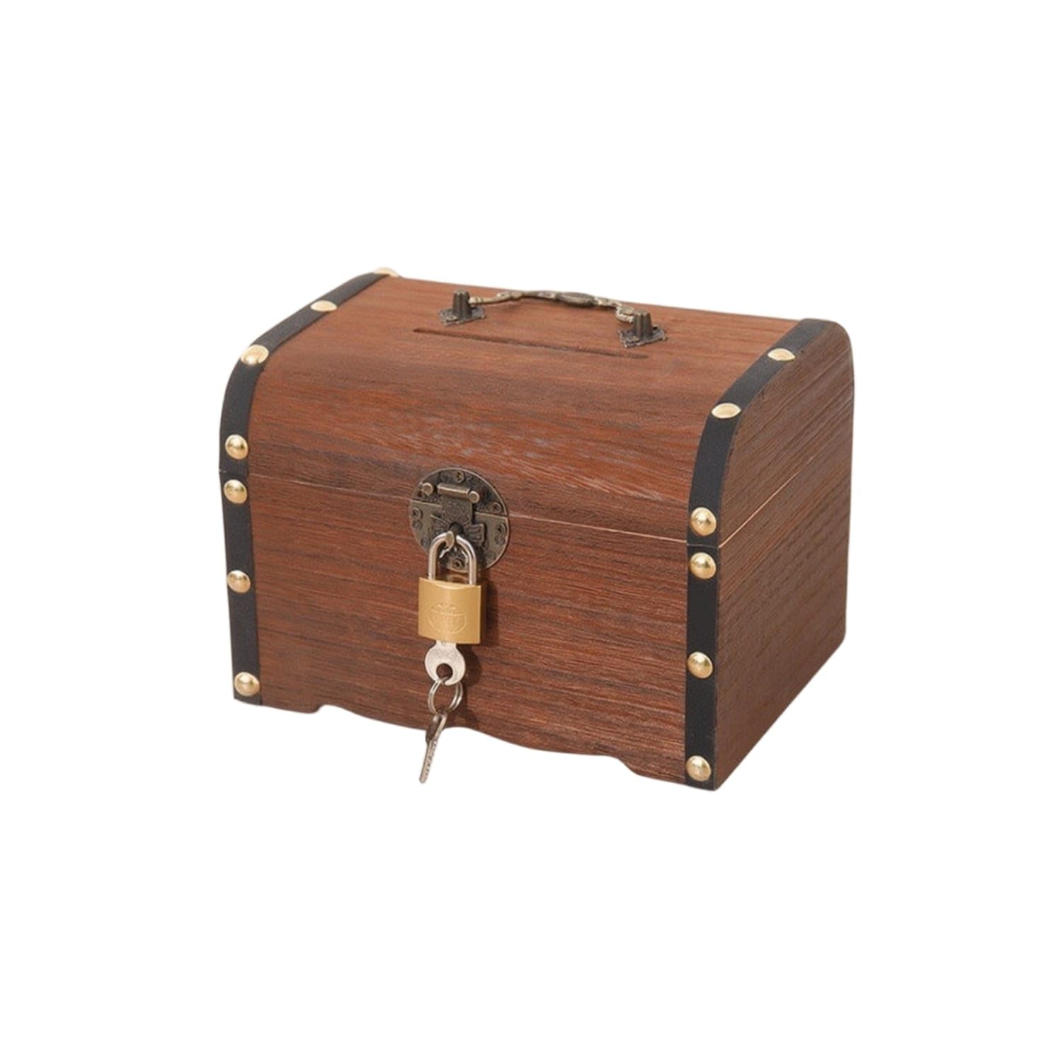 Lockable Treasure Chest Piggy Style for 13x12cm 17-13-12cm Wood | Classic Secure Storage Convenient Access Portable Decorative Practical Wood Style For 13x12cm 17-13-12cm-image-34