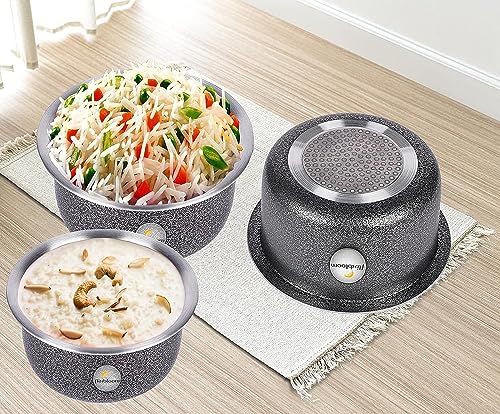 Image of Lunar Black Utensils Induction Base Combo Cookware Sets Induction Bottom Tope /Handi Aluminium Thick Flat Bottom Patila /Bhagona /Tapila /Tapeli Cookware Sets for Kitchen (4L+5L Pateli Sets)
