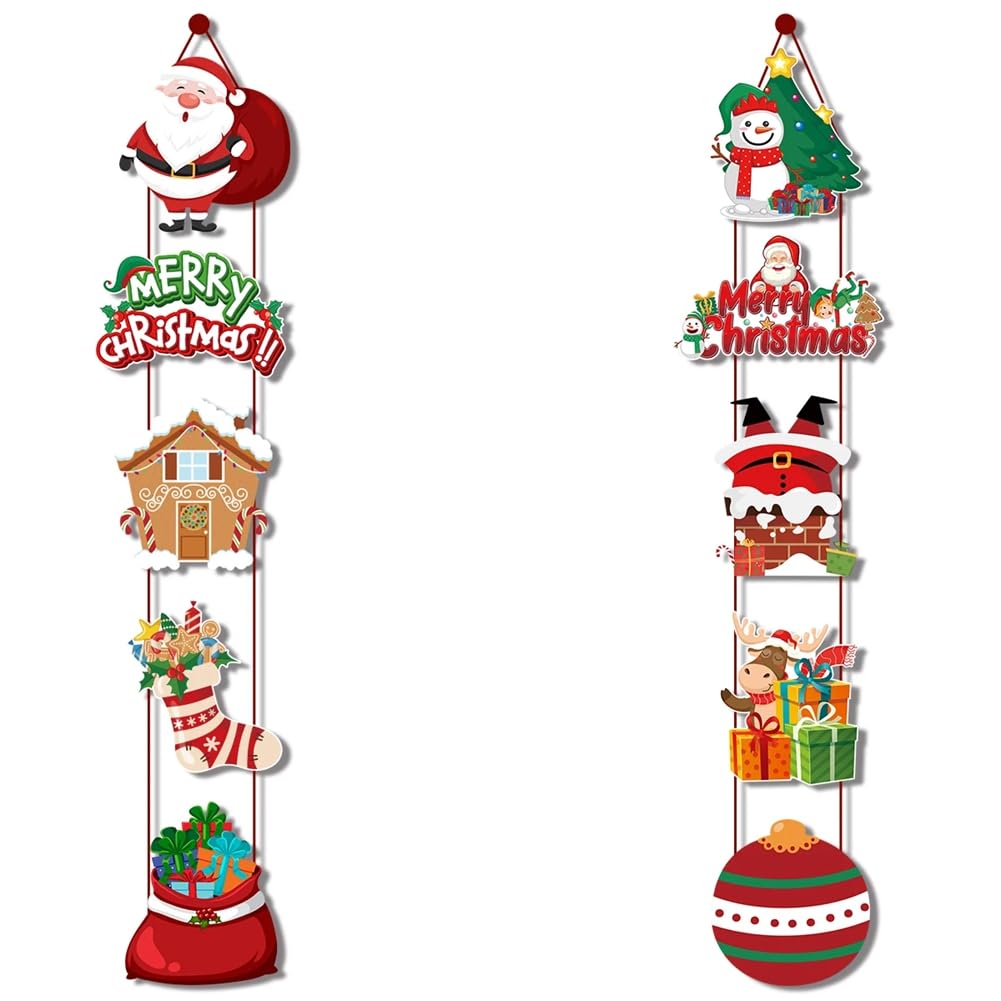 CTRLZS Merry Christmas Hanging Door Banner Santa Couplet Christmas Decorations for Home Xmas