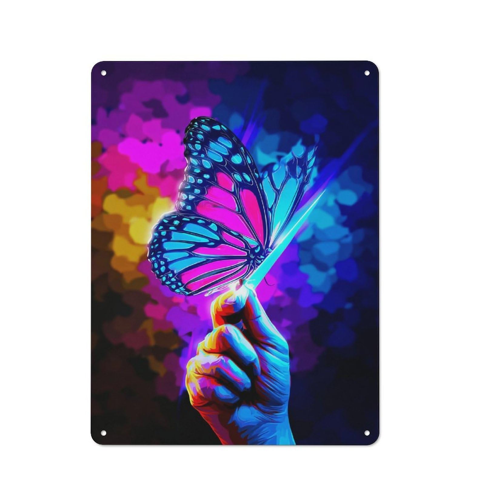 Junmoney Neon Butterfly Sword Art Country Metal Sign With Design 40X30cm, Farmhouse Farmhouse Wall Decor For Kitchen, Cottage, Porch Or Garden Room