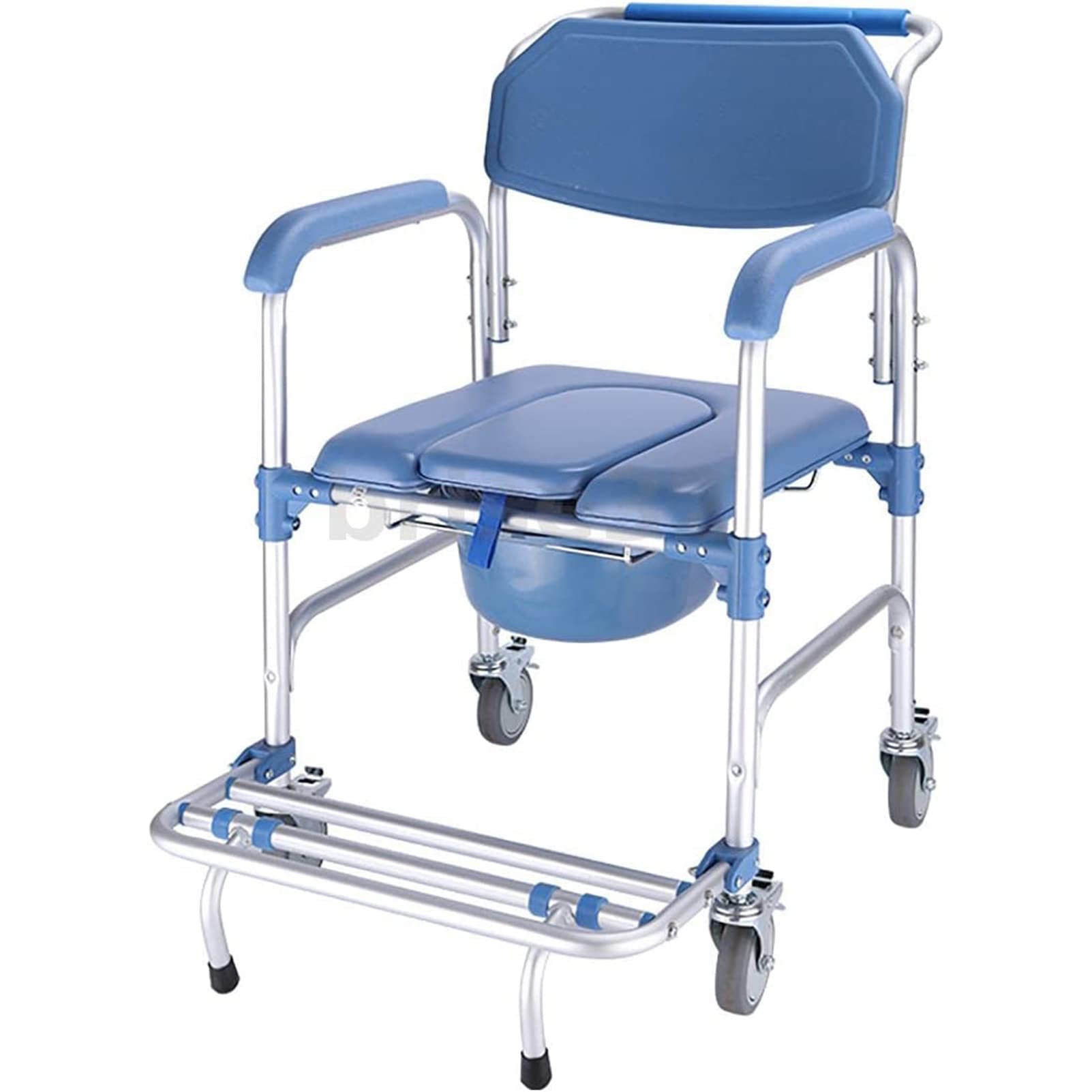 Gthtuhfd 1 Rolling Shower Chair Commode Wheelchair, Anti-Slip Mobile Bedside Toilet Transport Chair With Detachable Bucket And Padded, For Elderly, Disabled, Supports Up To 50Kg