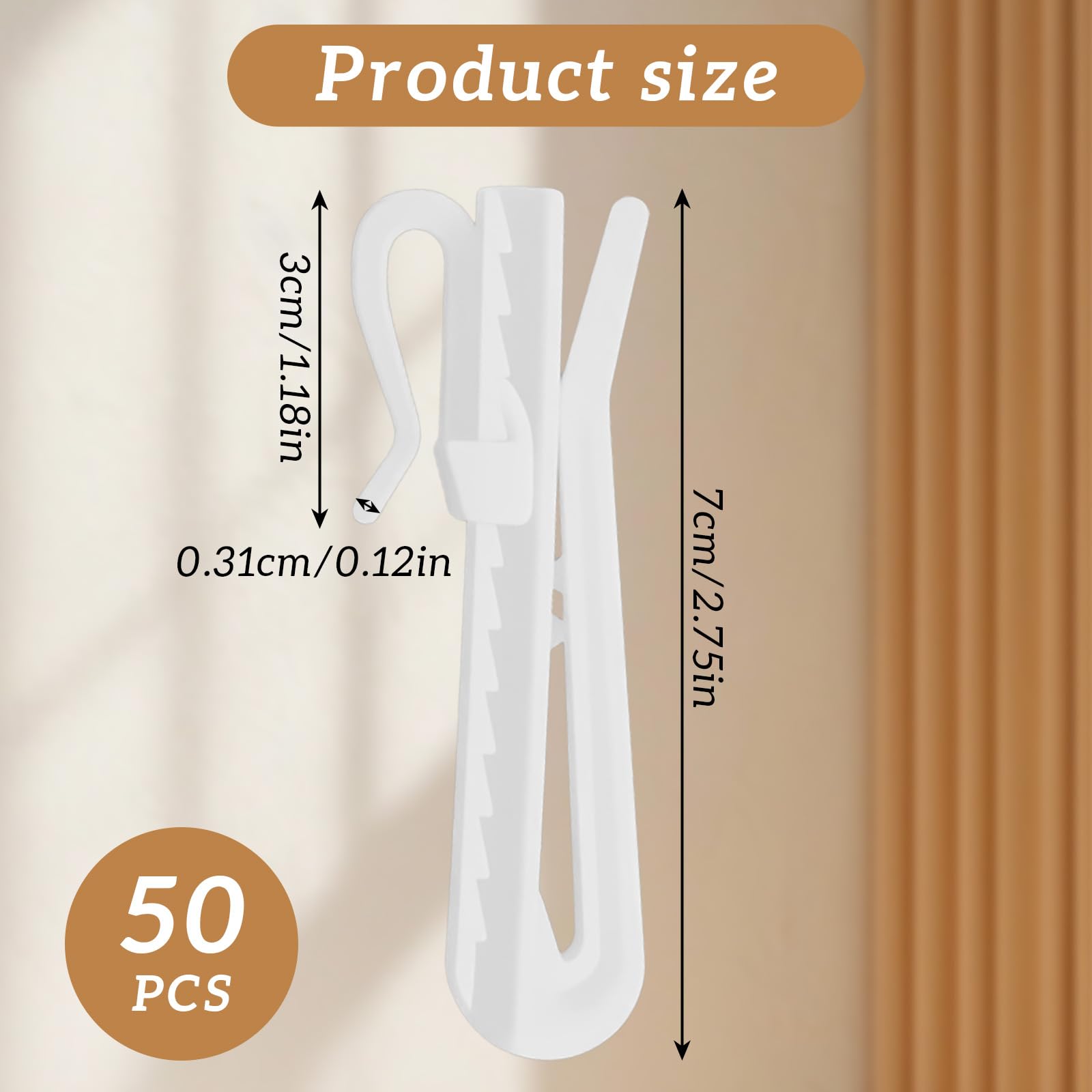 XLIUAX 50 Pcs Plastic Curtain Hooks - Image 4