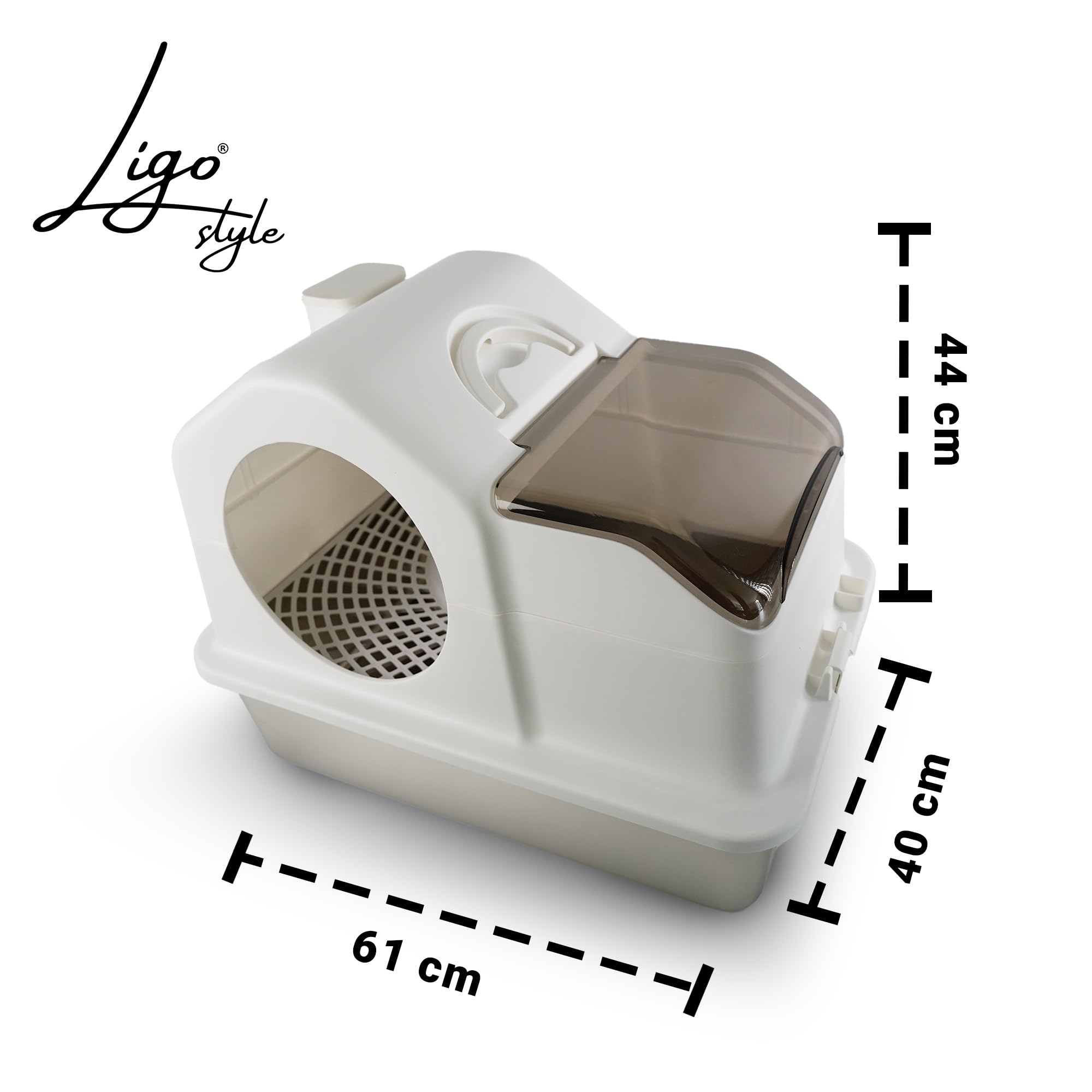 Ligo - Lettiera per gatti in acciaio inox chiusa, grande lettiera chiusa con filtro e rampa contro lo spargimento, a prova di perdite, inodore, facile da pulire