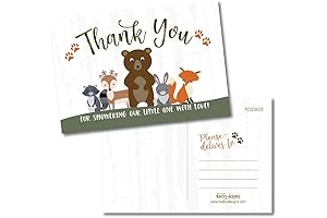 25 Woodland Baby Shower Thank You Note Cards