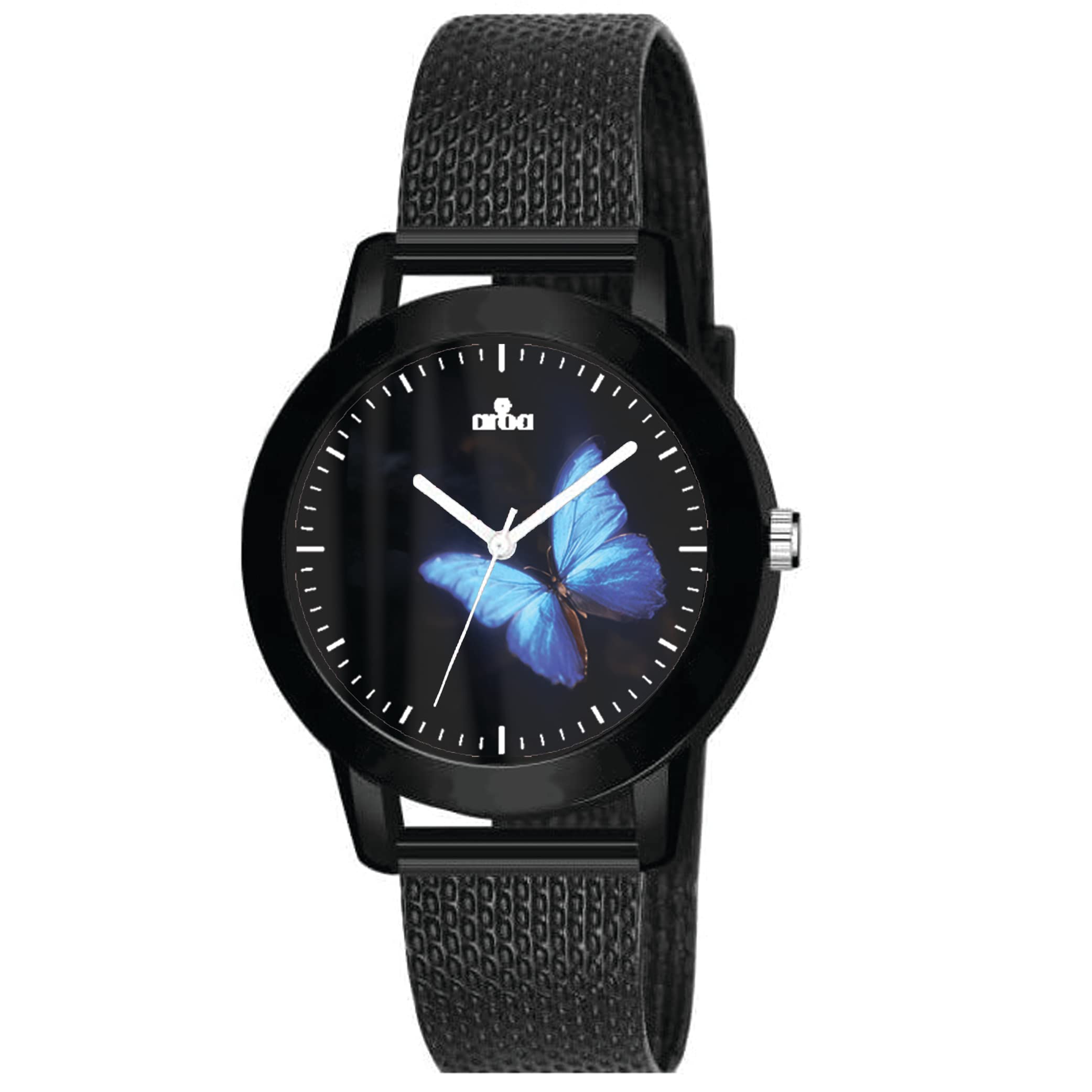 AROA Watch for Womens with Blue Butterfly On Dark Model :520 in Black Metal Type Rubber Analog Watch Black Dial for Women Stylish Watch for Girls (B0C4LG6V25) Amazon Price History, Amazon Price Tracker