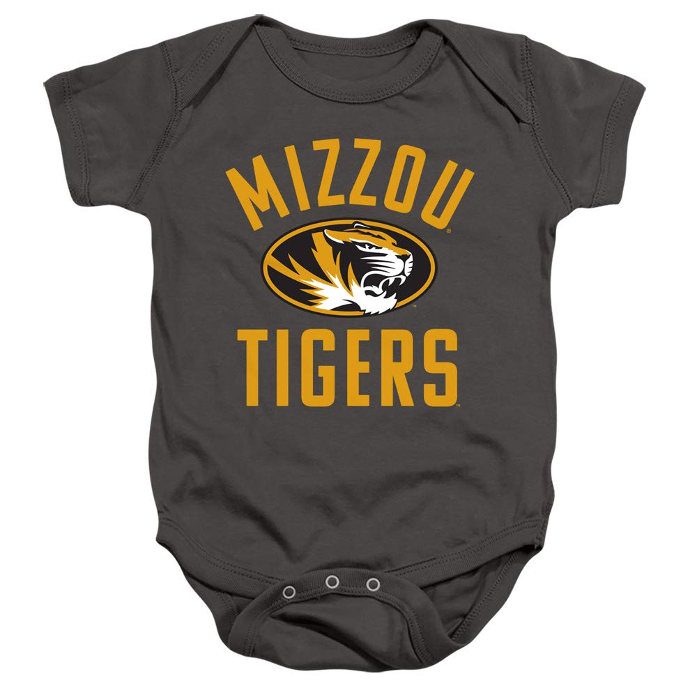 University of Missouri Mizzou Official Mizzou Tigers Logo Unisex Infant Snap Suit for Baby,Charcoal, 6 Months