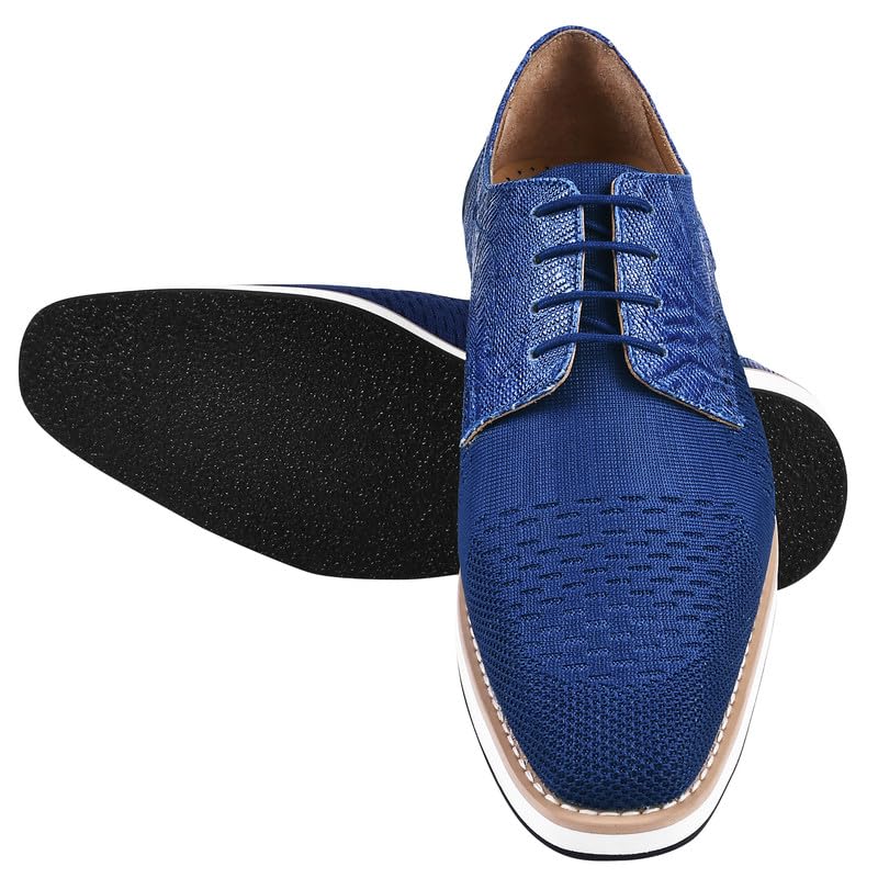 LIBERTYZENO Mens Textile and Lizard Print Genuine Leather Adults Lace Up Casual and Party Dress Shoes for Prom Graduation3