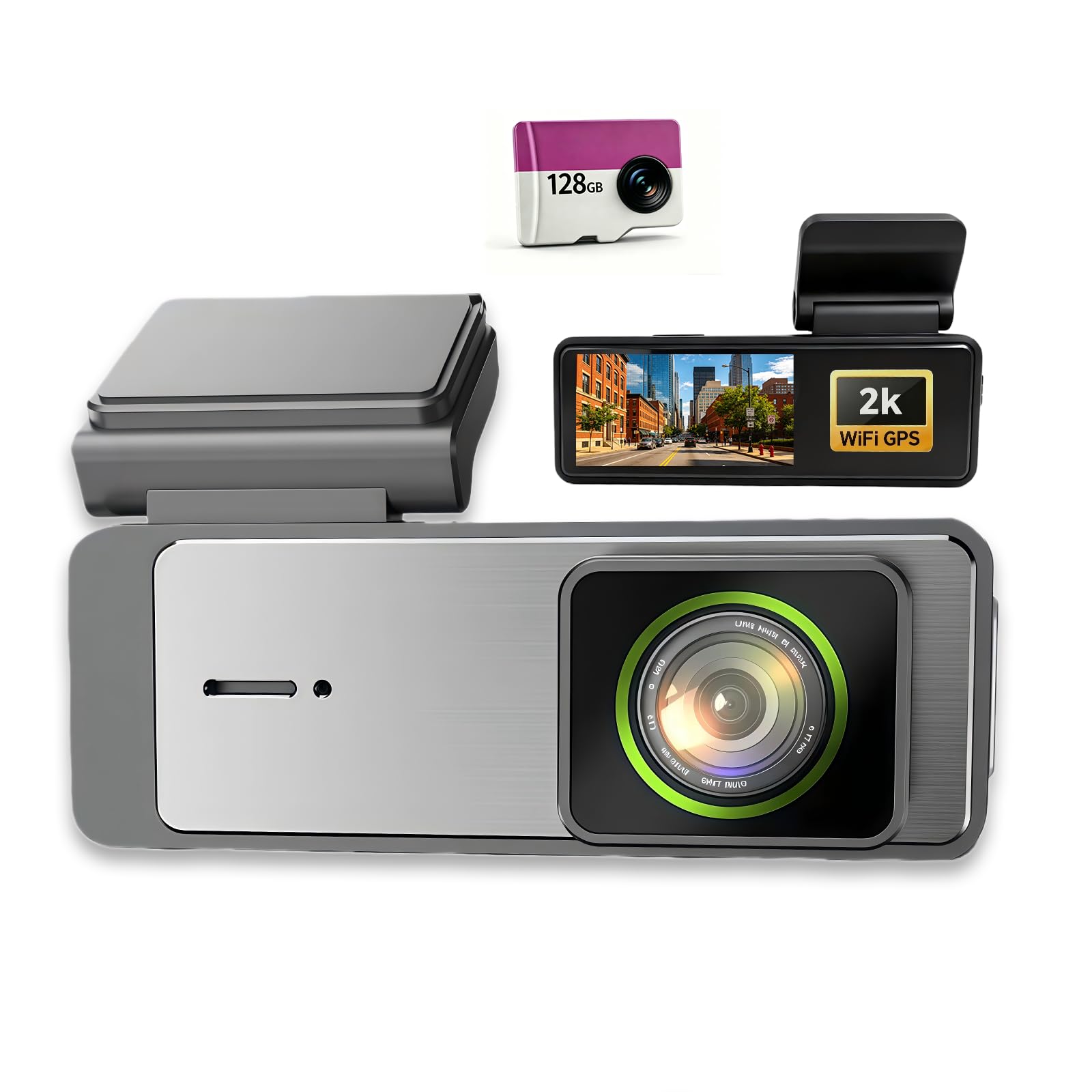 Paipaicam 2K 1440P Single Front Dash Cam, 5G WiFi Car Camera with 1.97 Inch IPS Screen, Voice Control, Night Vision, Loop Recording, Free 128GB SD Card