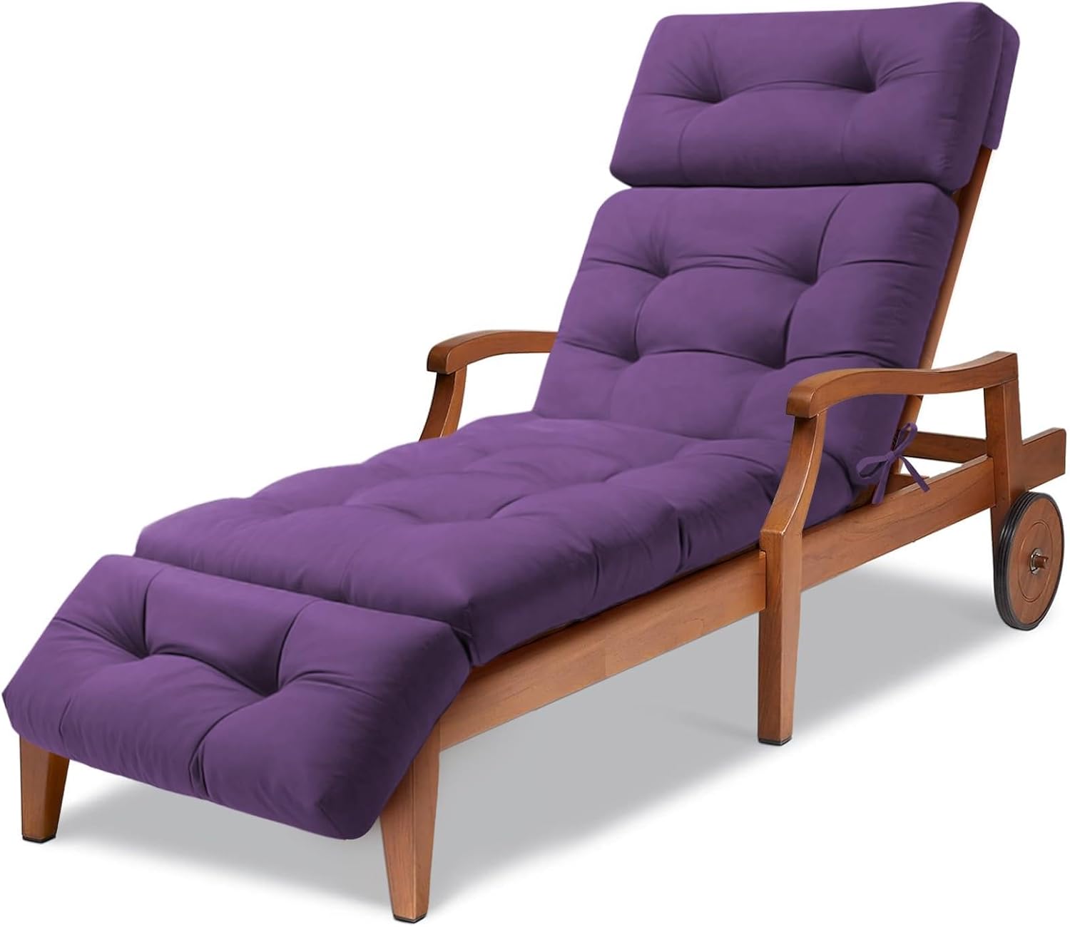 Waterproof Long Lounger Chair Cushion Outdoor Chaise Lounge Chair Cushionswith Ties, Patio Recliner Thickened Lounge Chair Cushions for Indoor 74.4 x 22 x 4.7 Inches, Black (Purple)