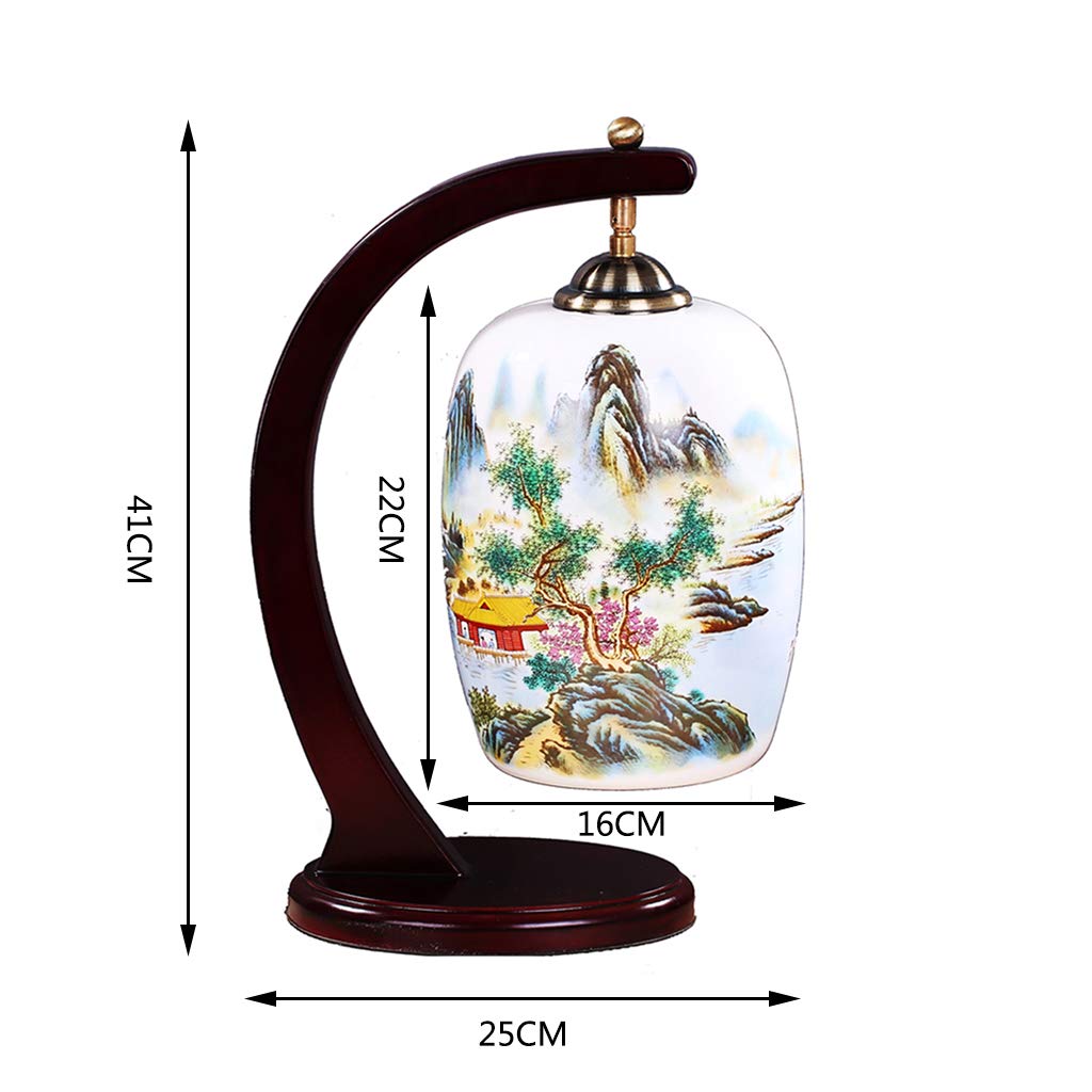 Ceramiczna lampa stołowa do sypialni przy łóżku, nowa chińska nowoczesna lampa biurkowa LED do salonu, lampa biurkowa LED, lampa do nauki (żarówka nie jest dołączona)