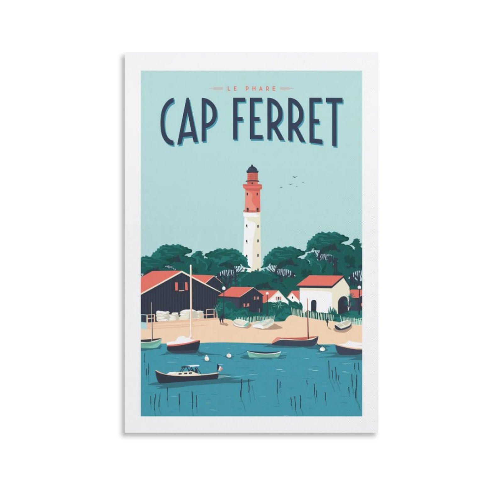 YQCQCS Vintage France Travel Poster Cap Ferret Lighthouse Canvas Art Poster Picture Wall Decor Painting Posters Decorative Posters