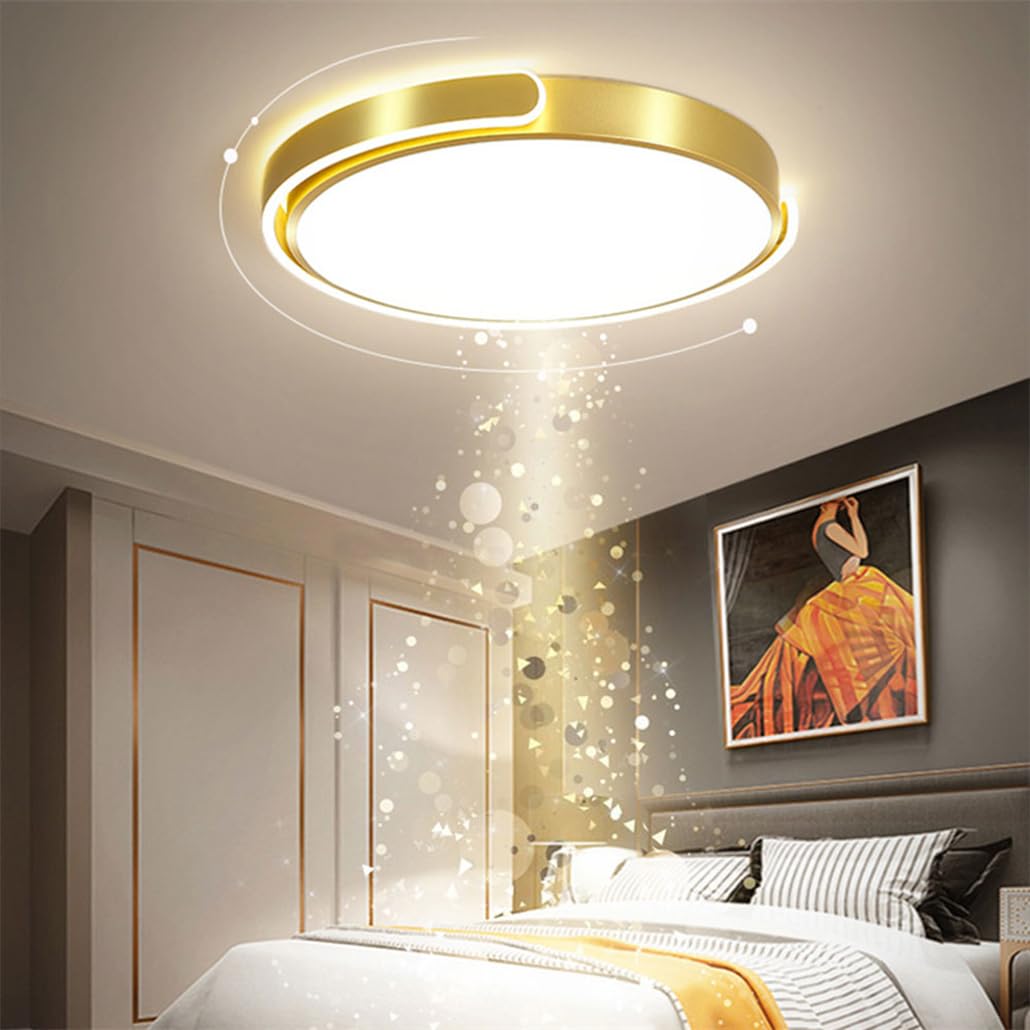 Plafón LED redondo dorado 36 W, 3 CCT, regulable empotrado, para pasillo, dormitorio, cocina o comedor.