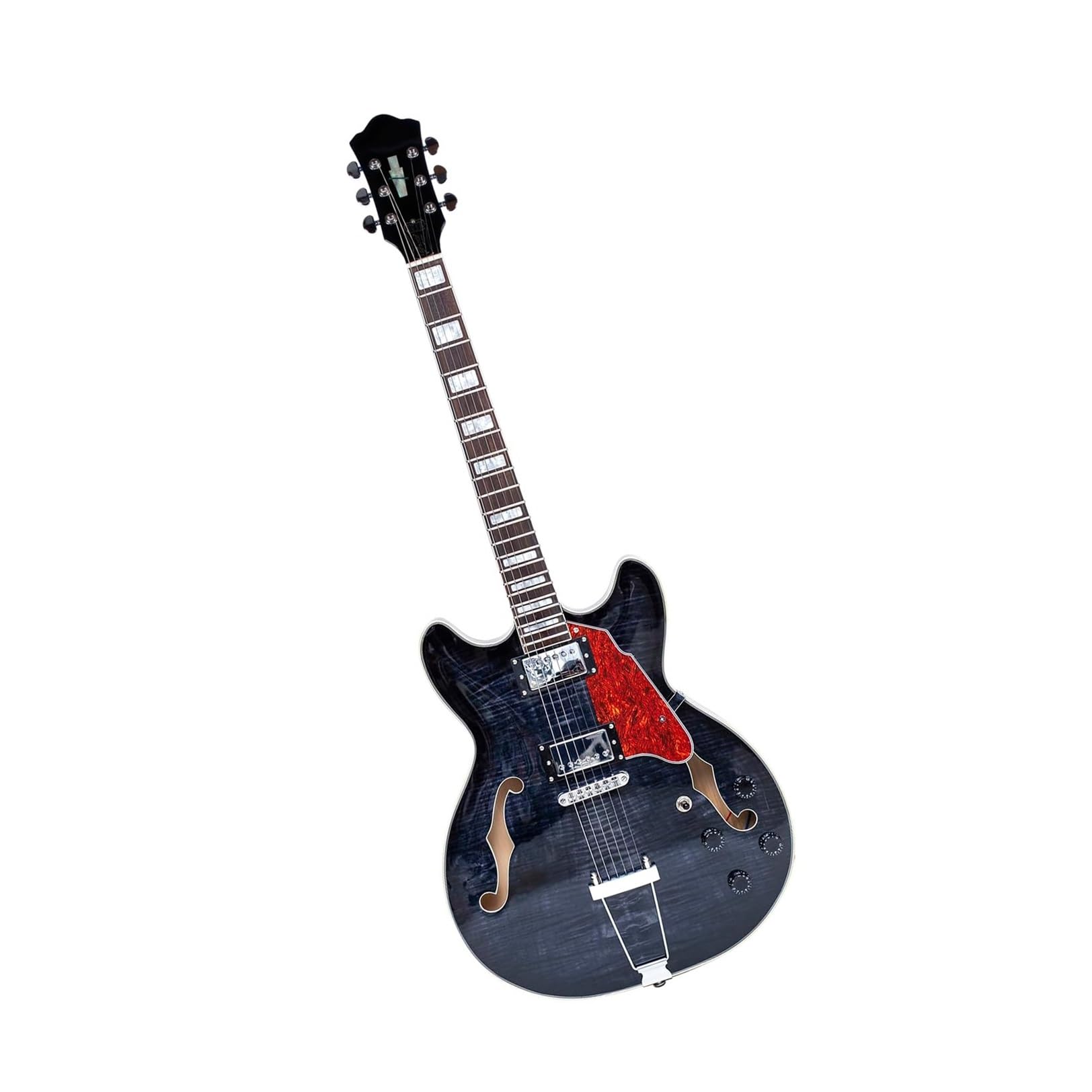 Profesjonalna Gitara Elektryczna Półpusty Mostek Trapezowy I Torba Koncertowa W Zestawie Profesjonalna Gitara Elektryczna Jazzowa(Black)