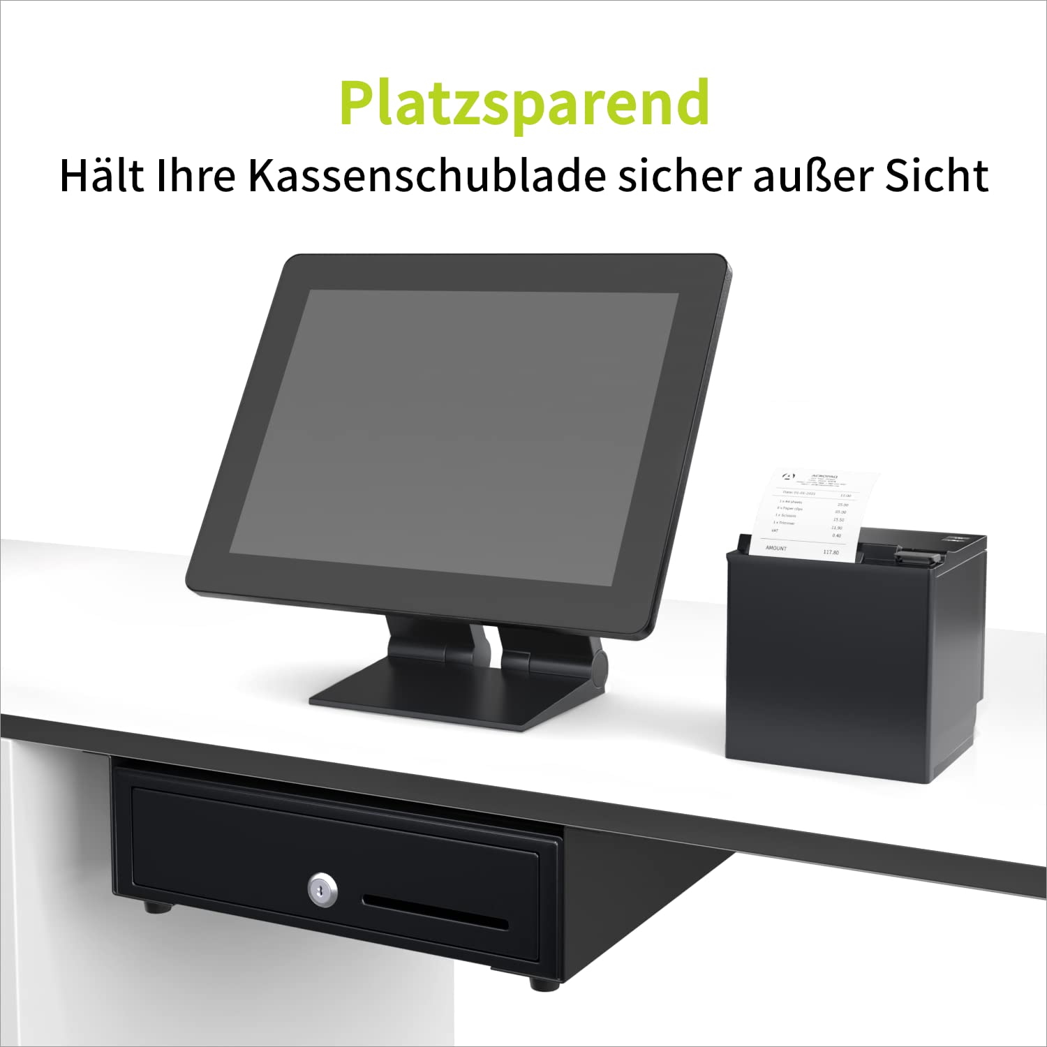 ACROPAQ Montagehalterung für Kassenschublade Unterbau 2xSchienen 33cm Robuster Stahl Schwarz