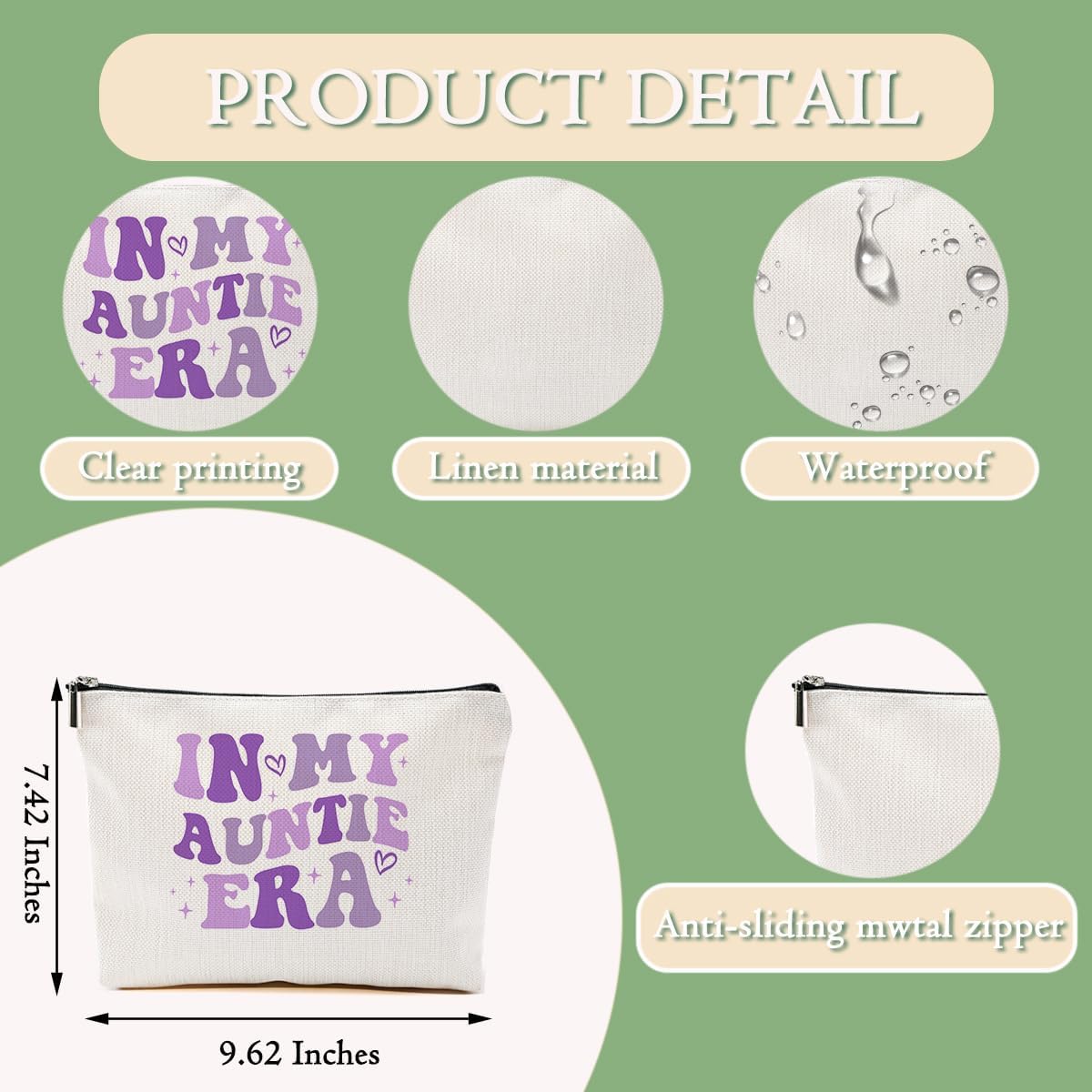 Aunt Gifts Makeup Bag Auntie Gift Ideas Cosmetic Bag, Auntie Gifts from Nephew Niece Christmas Birthday, Gift for Aunt Accessories Travel Toiletry Zipper Bags, Organizer, Cosmetic Pouch - Image 3