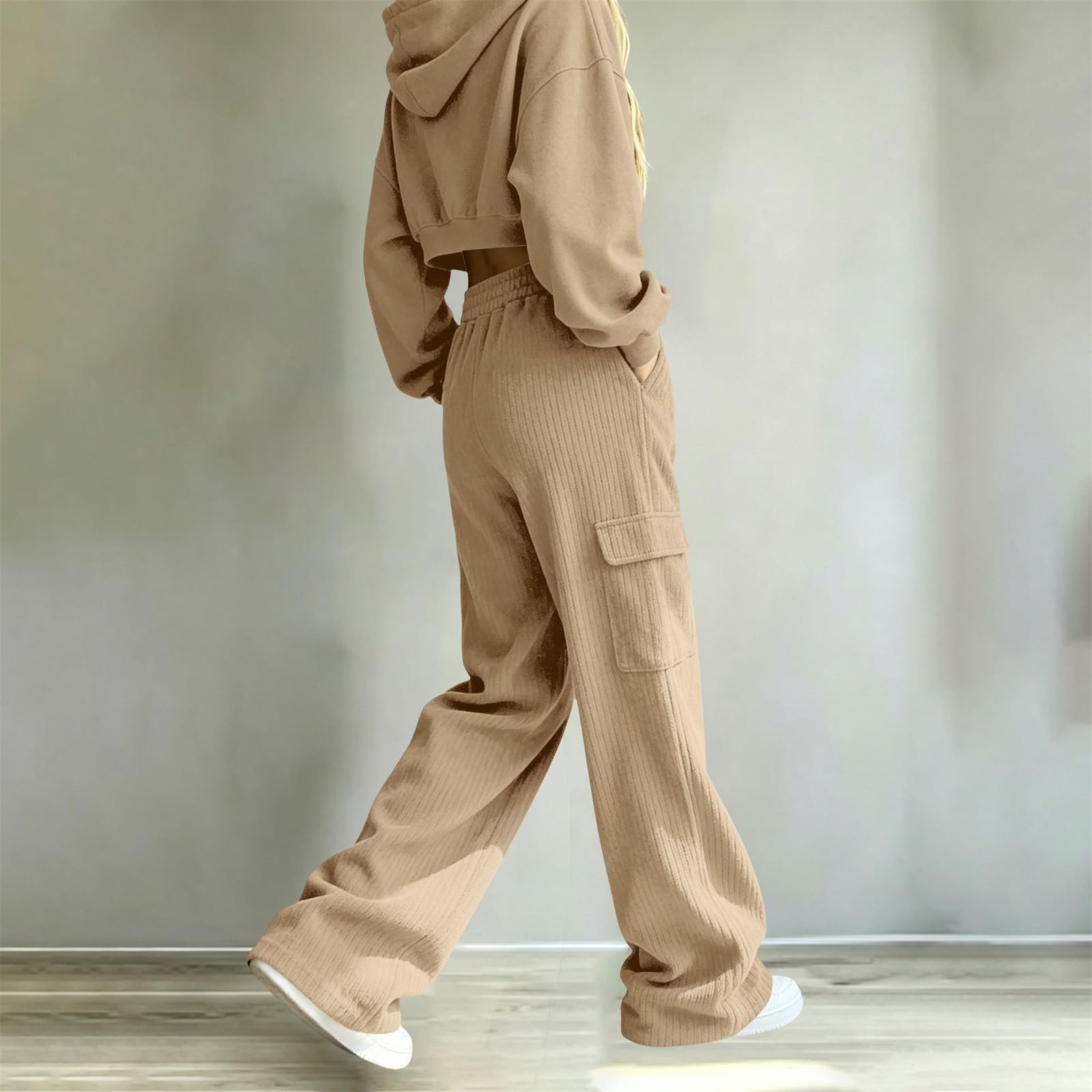 Pantaloni cargo da donna, leggeri, a nido d'ape, da lavoro, larghi, con | Pantaloni traspiranti per il tempo libero, sportivi, con elastico in vita, morbidi, in tinta unita, stile boho, per vacanze