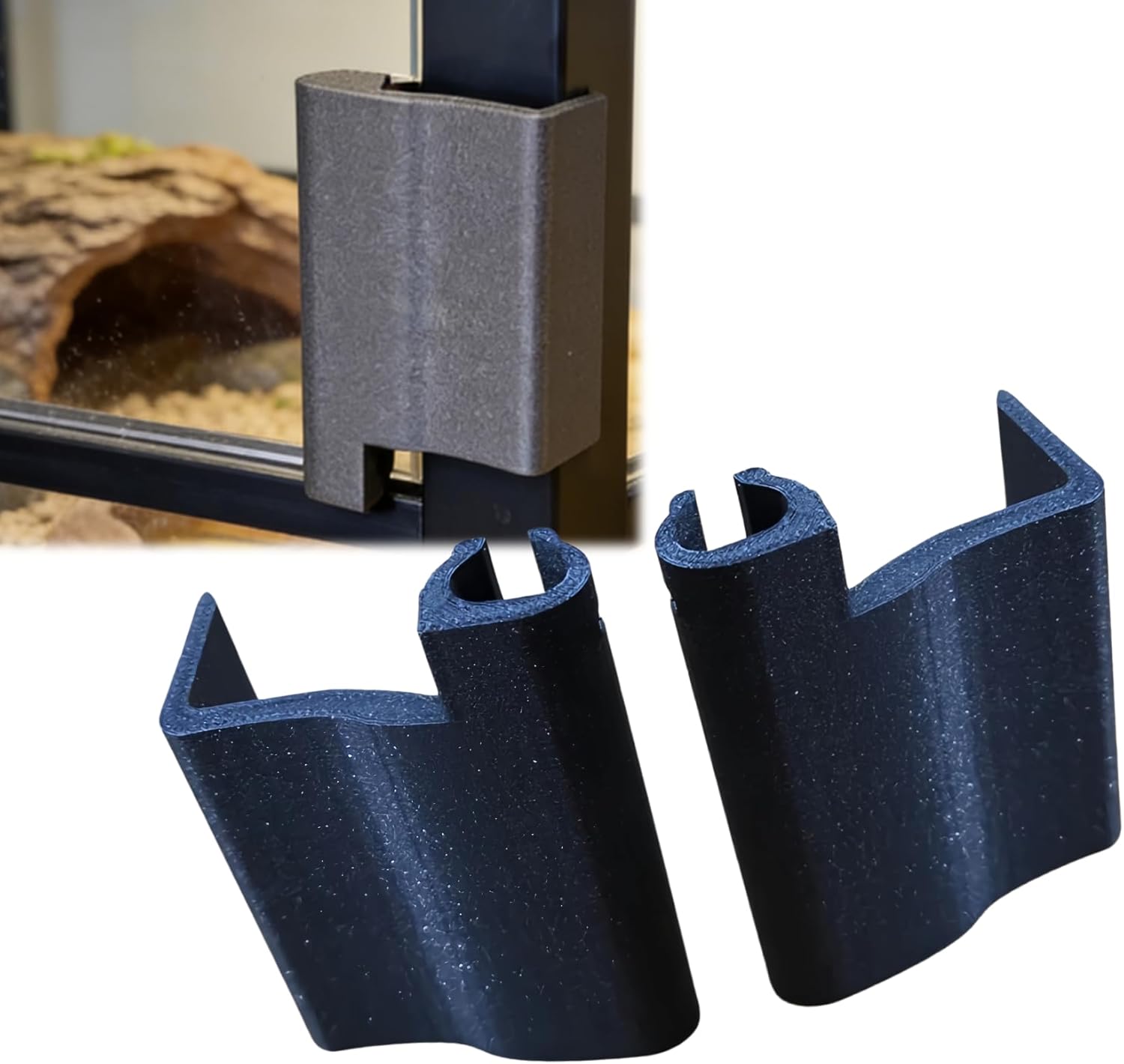 Reptile Enclosure Sliding Door Lock – Suitable for a Variety of Reptiles – Safety Glass Door clamp – Easy Installation Without Tools – Adjustable, Concealed, and Effective(One on Each Side)