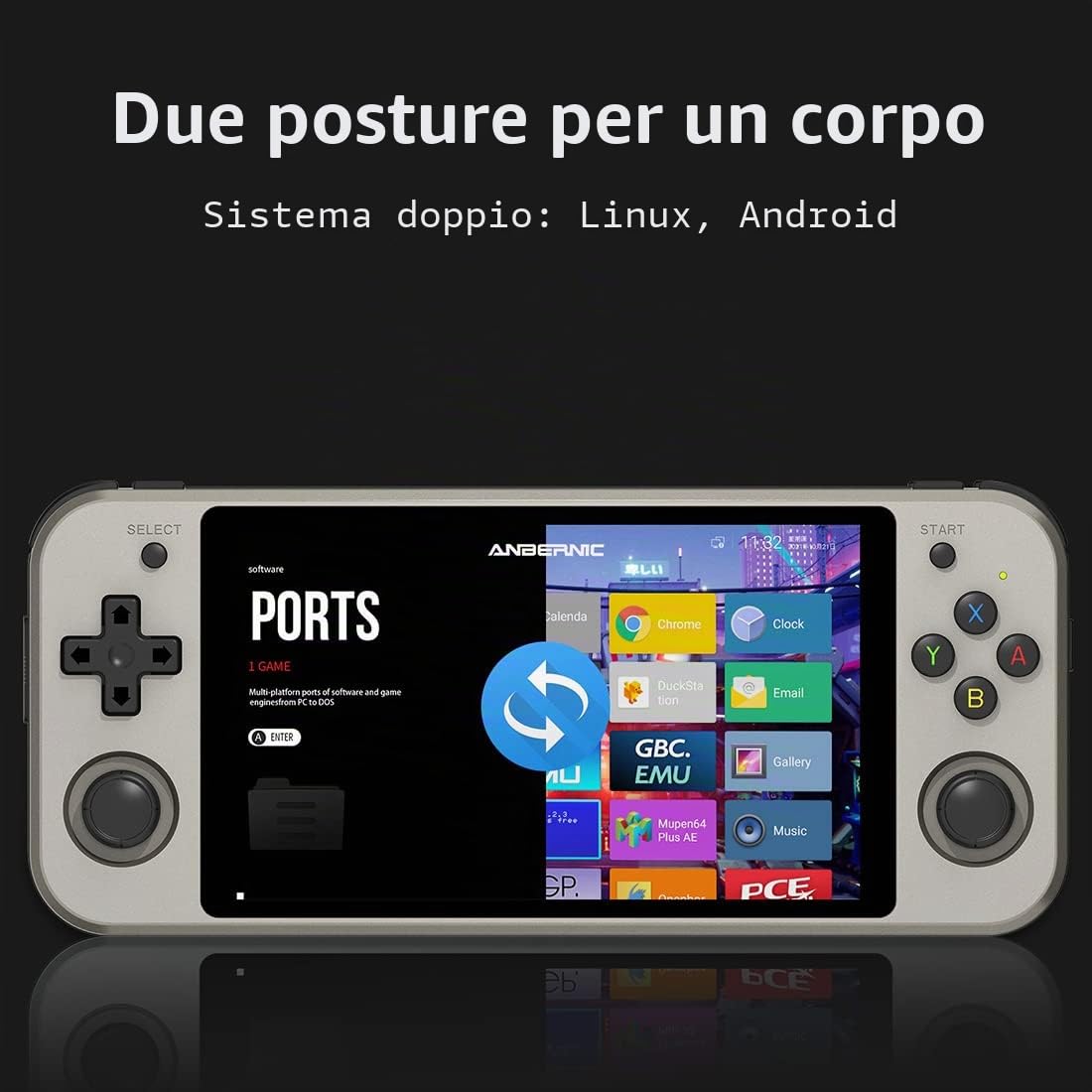 Console di gioco portatile RG552 con 20000 giochi 128G TF Card, schermo IPS da 5,36 pollici Console per videogiochi Open Source Android e Linux, funzione WiFi