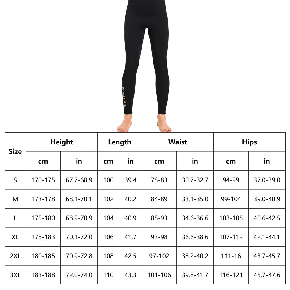 Jemora Pantalon de Combinaison en néoprène 3mm pour Hommes, Pantalon de Surf, Garde au Chaud, Pantalon de plongée pour la Natation, Le Surf et la plongée