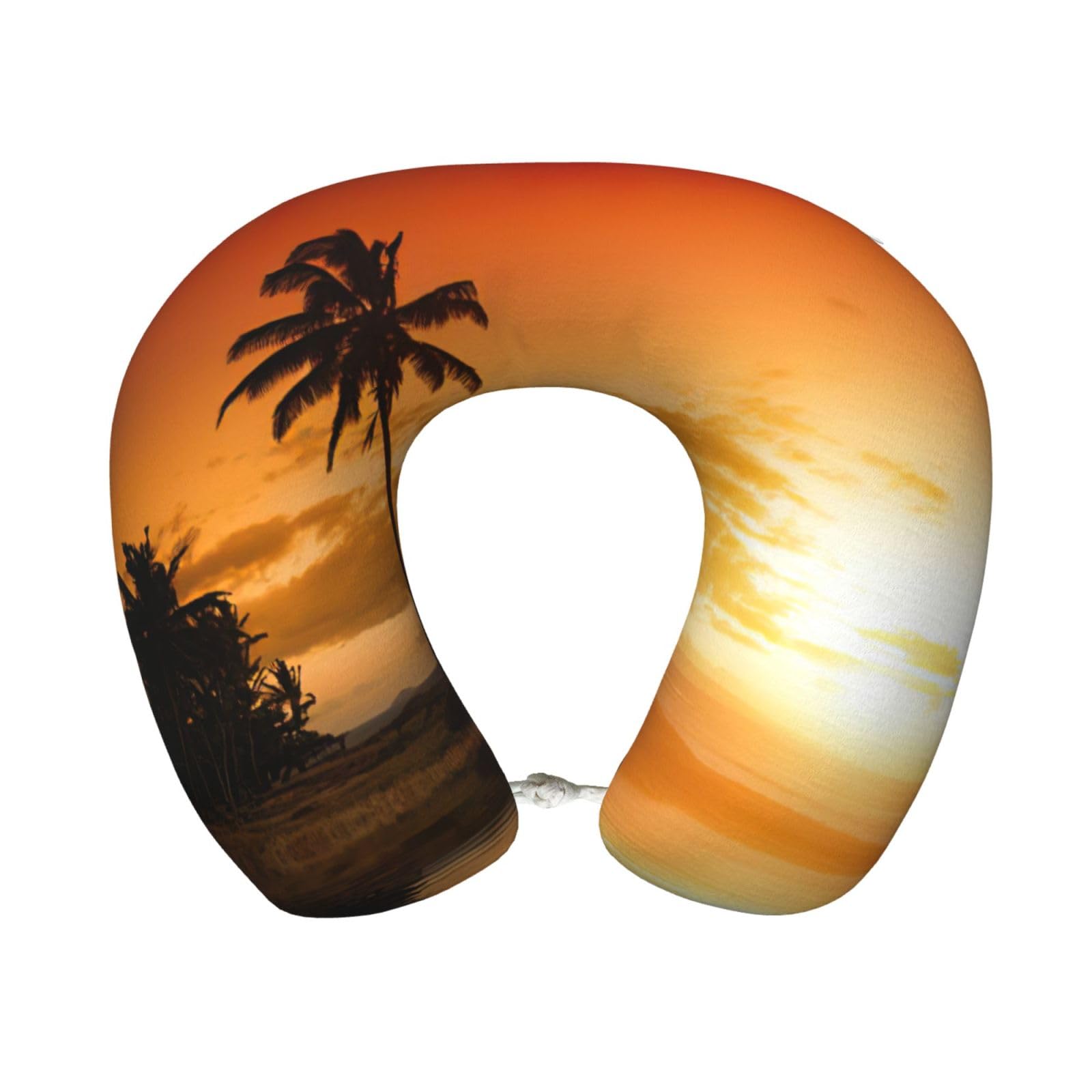 yagDAA Palm Tree Sunset Print U-Shape Travel Neck Pillows Memory Foam Neck Pillow For Airplane Car Office Sleeping Rest