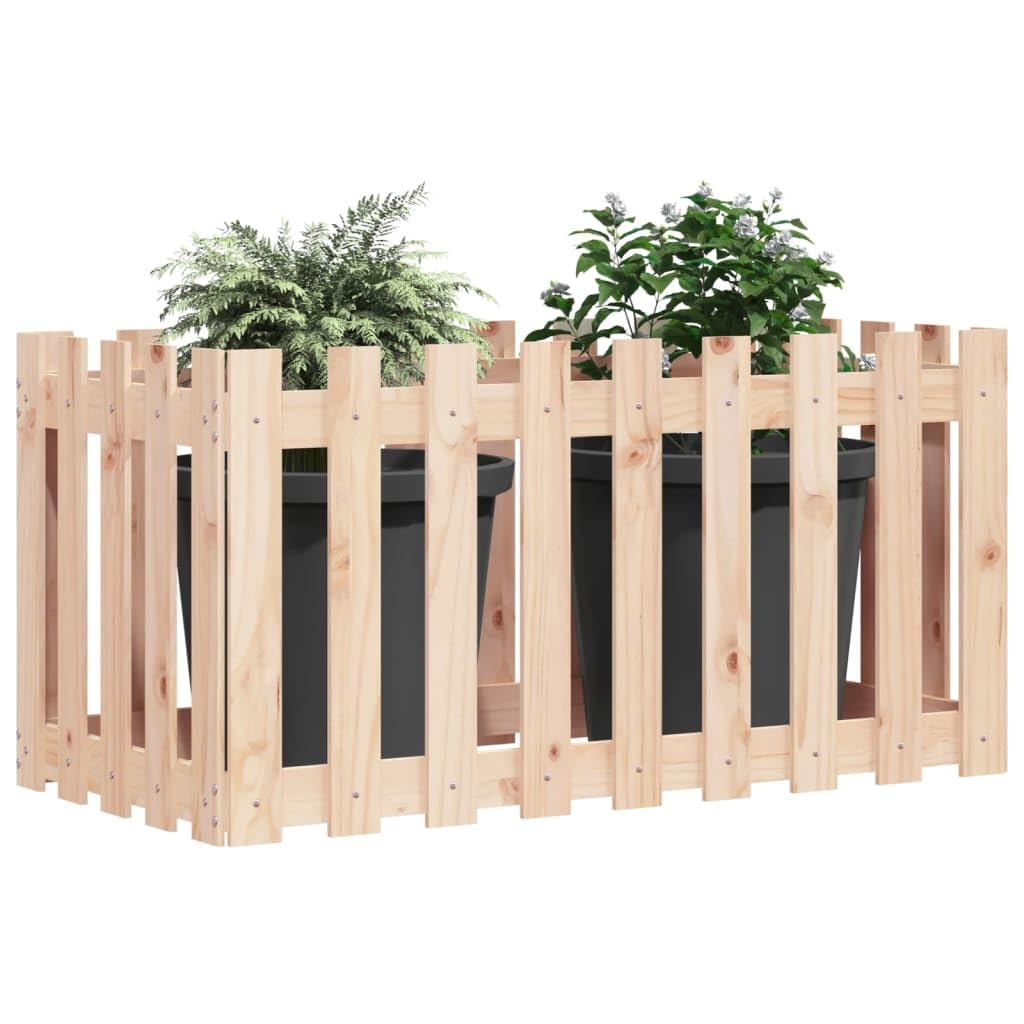 Diseño de valla de listones de 100 x 50 x 50 cm, madera maciza de pino sin tratar, para jardín y terraza, versátil, ideal para el cultivo de flores y plantas