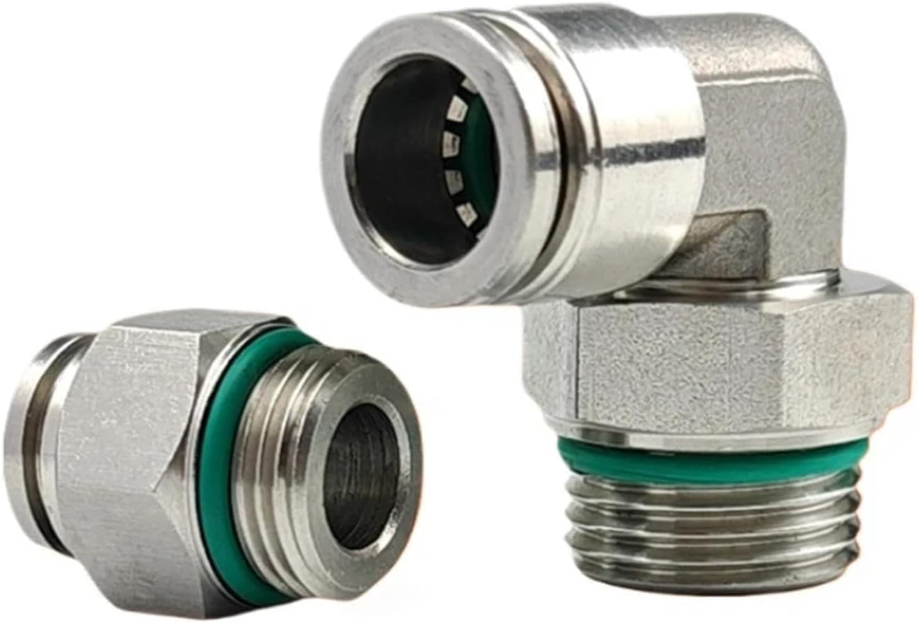 M5/6 1/8" 1/4" 3/8" 1/2" G BSPP Male PL16mm Tube 304 Stainless Steel Pneumatic Air Fitting Push in Connect Quick Plug(1/8")