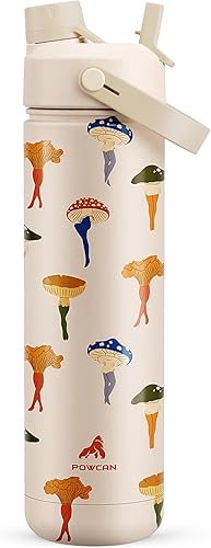 Miniatura 33 de POWCAN Botella de agua para niños de 18 onzas: a prueba de fugas, mantiene el frío 24 horas, apta para portavasos, asa superior, sin BPA, botella de